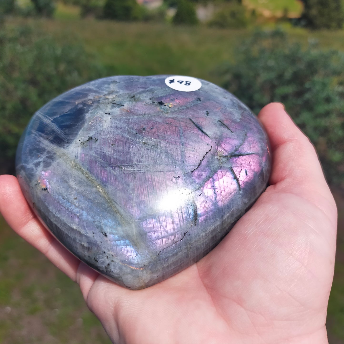 Large Purple Flash Labradorite Heart