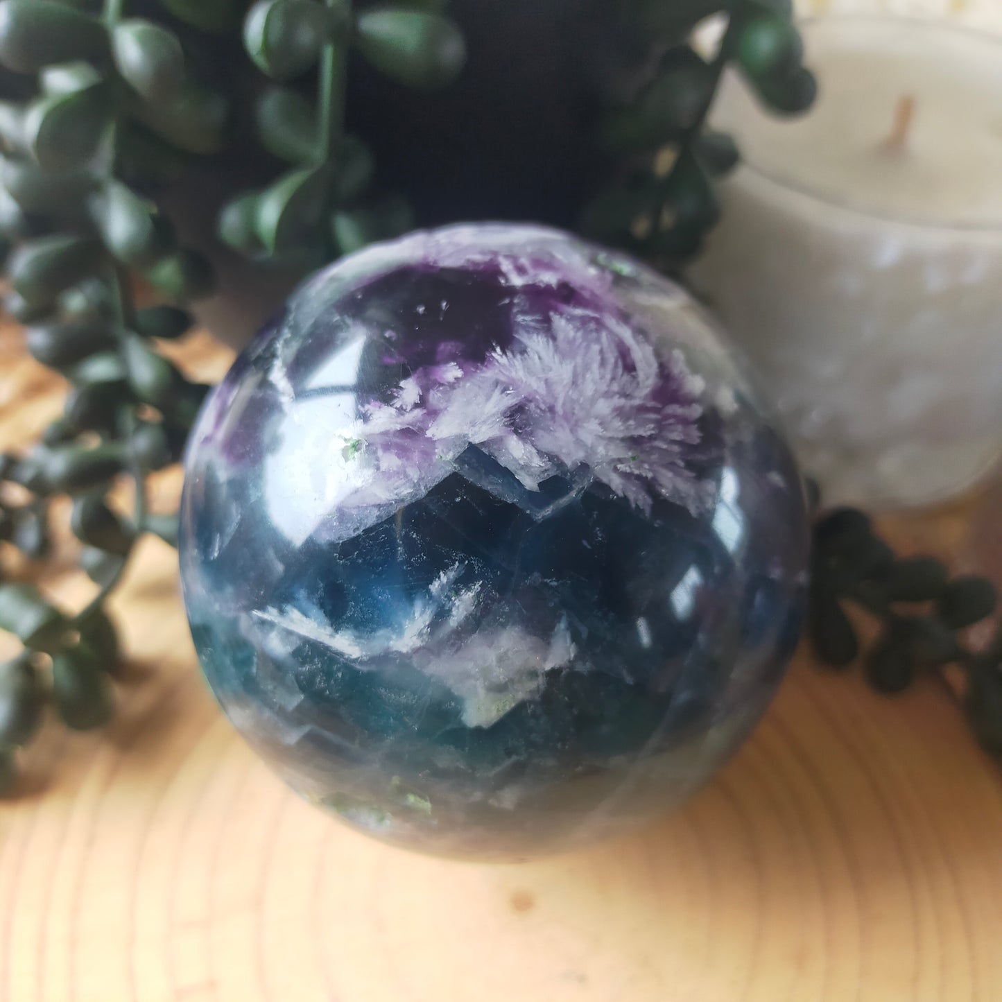 Feather Fluorite Sphere