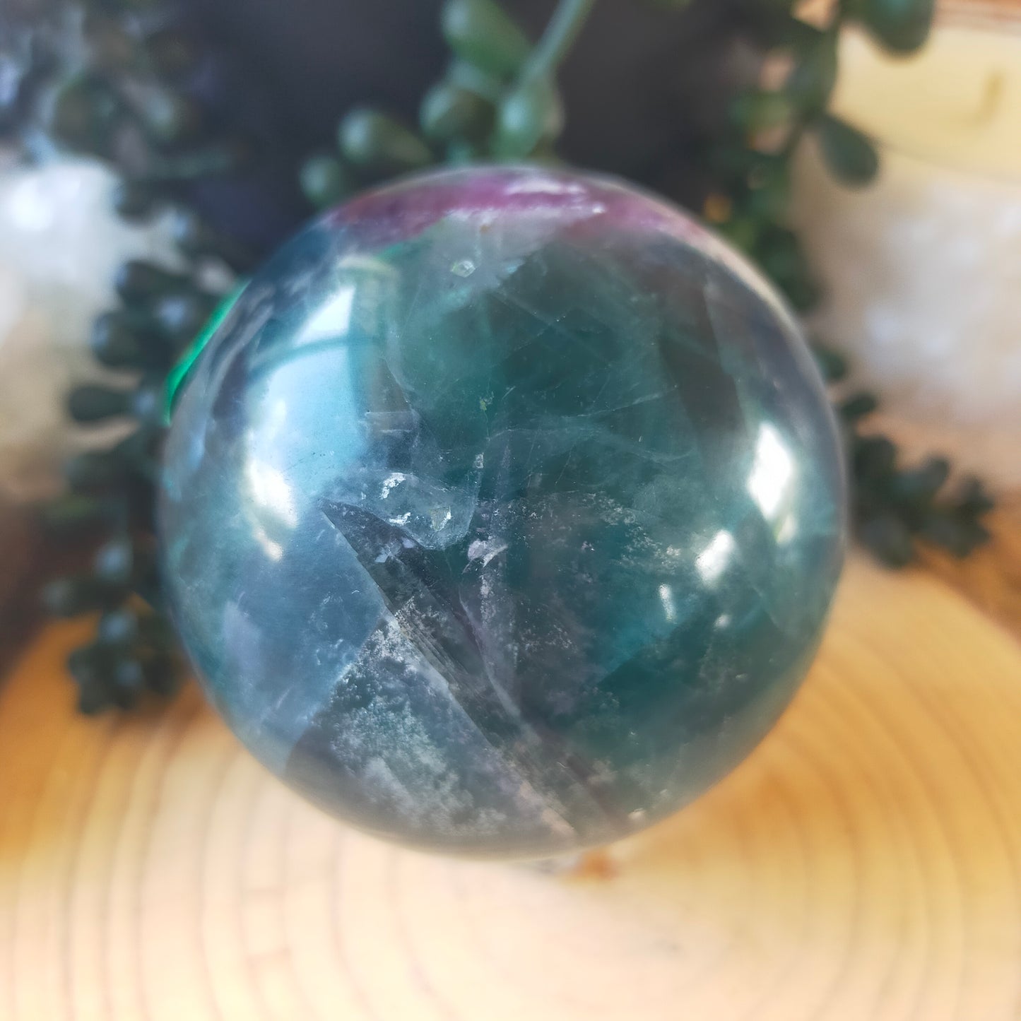 Gorgeous Feather Fluorite Sphere