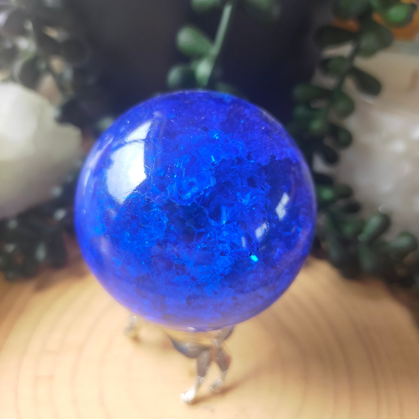 Blue Cracked Glass Sphere