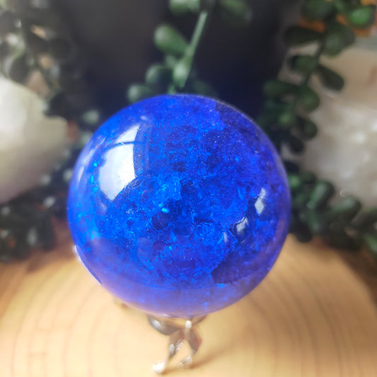 Blue Cracked Glass Sphere