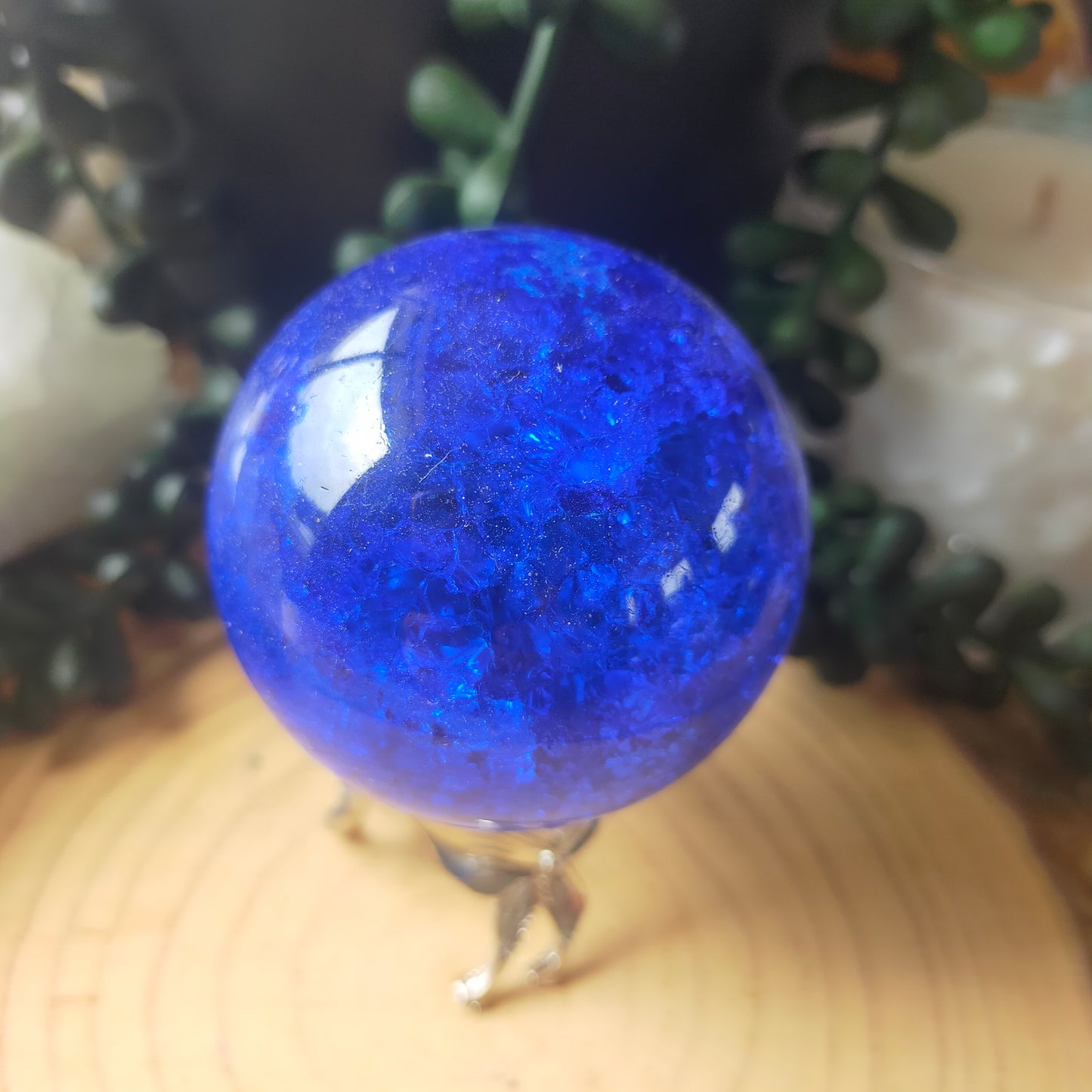 Blue Cracked Glass Sphere