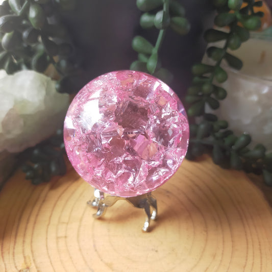 Pink Cracked Glass Sphere