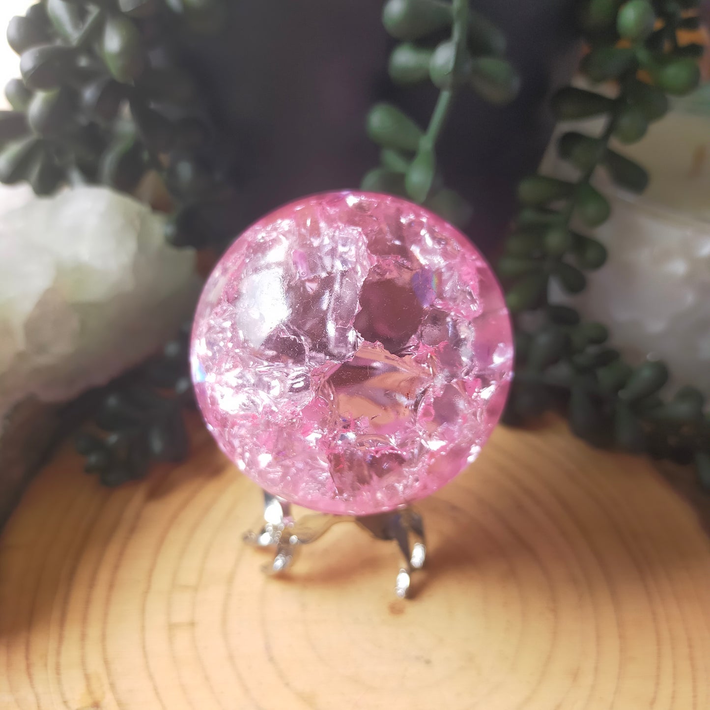 Pink Cracked Glass Sphere