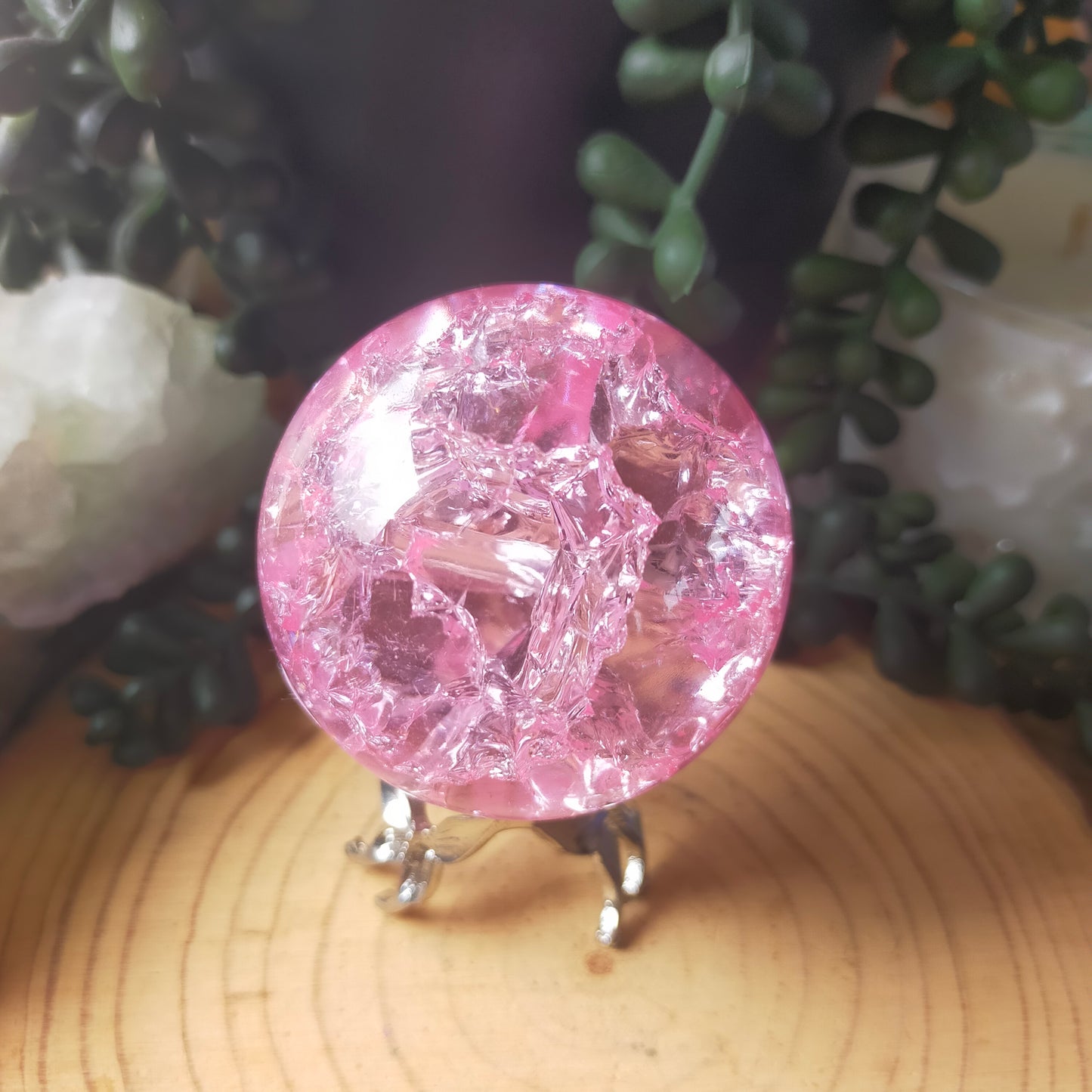 Pink Cracked Glass Sphere