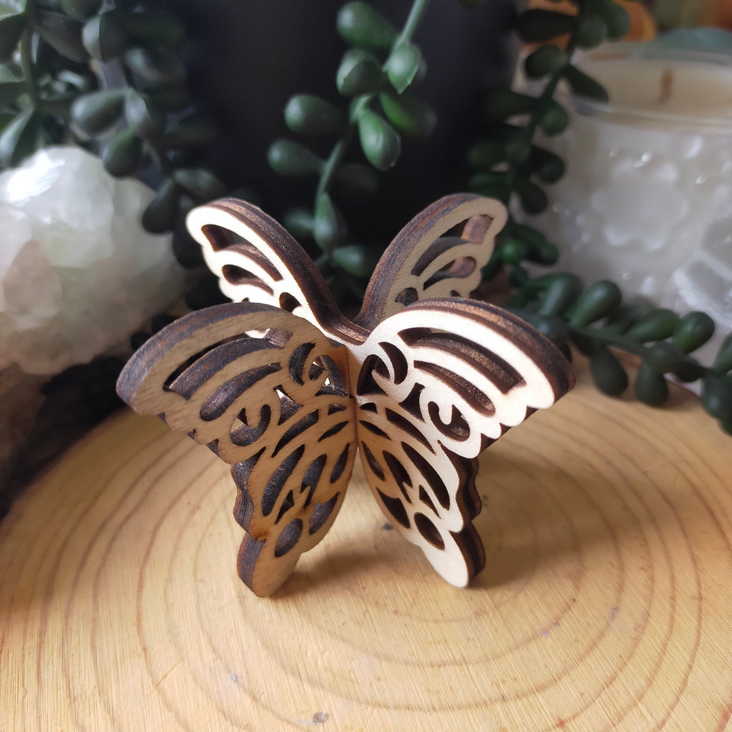 Wooden Butterfly Sphere Stand