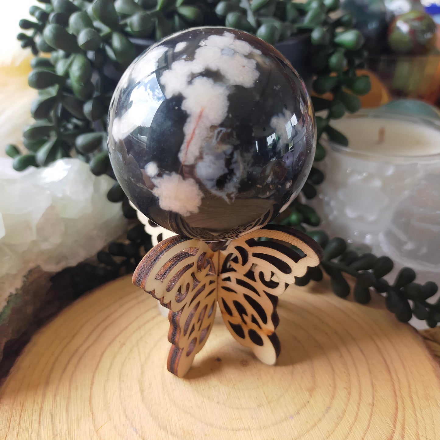 Wooden Butterfly Sphere Stand