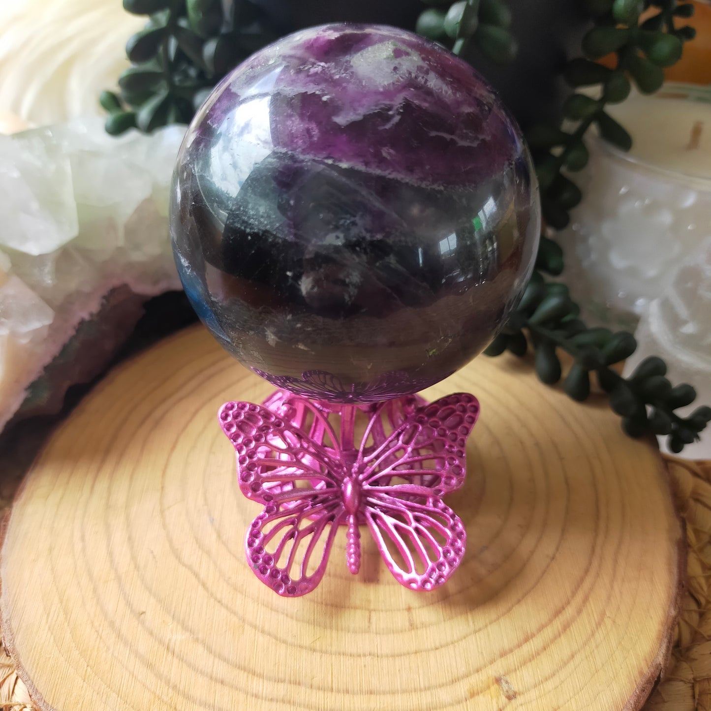 Pink Butterfly Sphere Stand