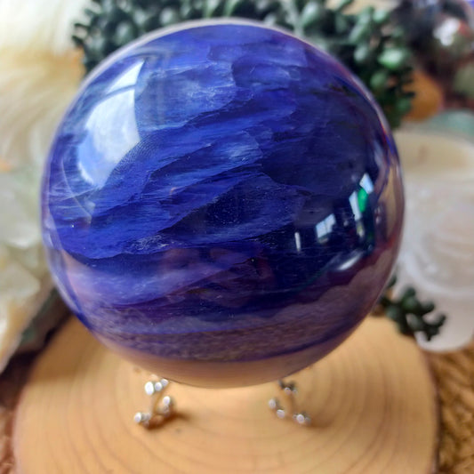 Blue Smelted Quartz Sphere