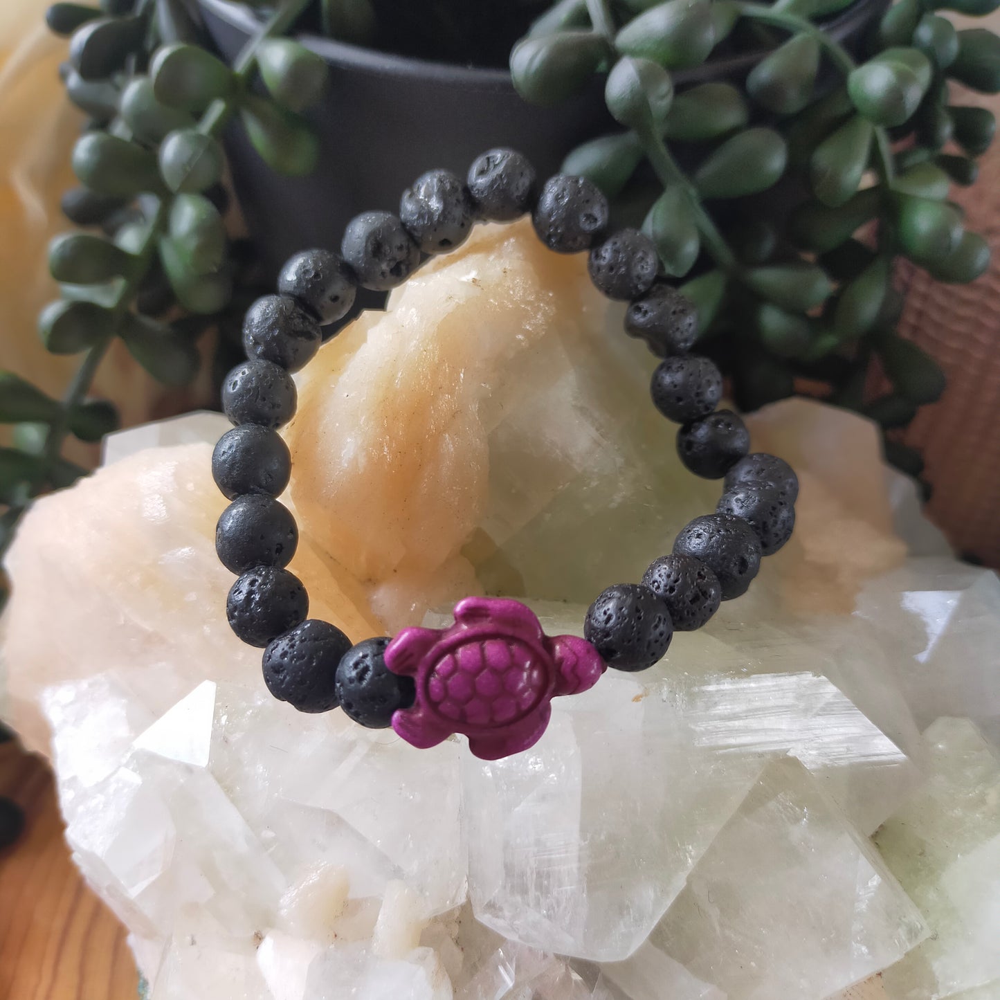 Lava Stone Turtle Bracelet