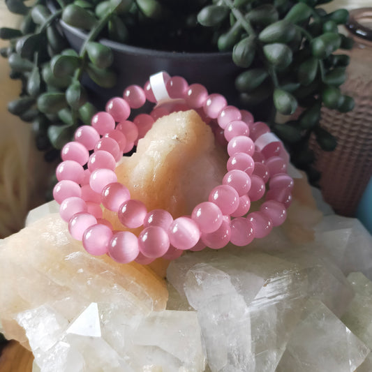 Pink cats eye bracelet