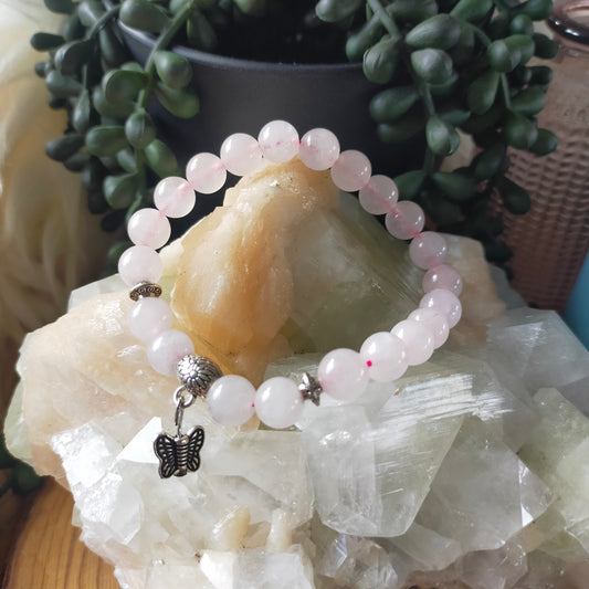 Rose Quartz with Butterfly Bracelet