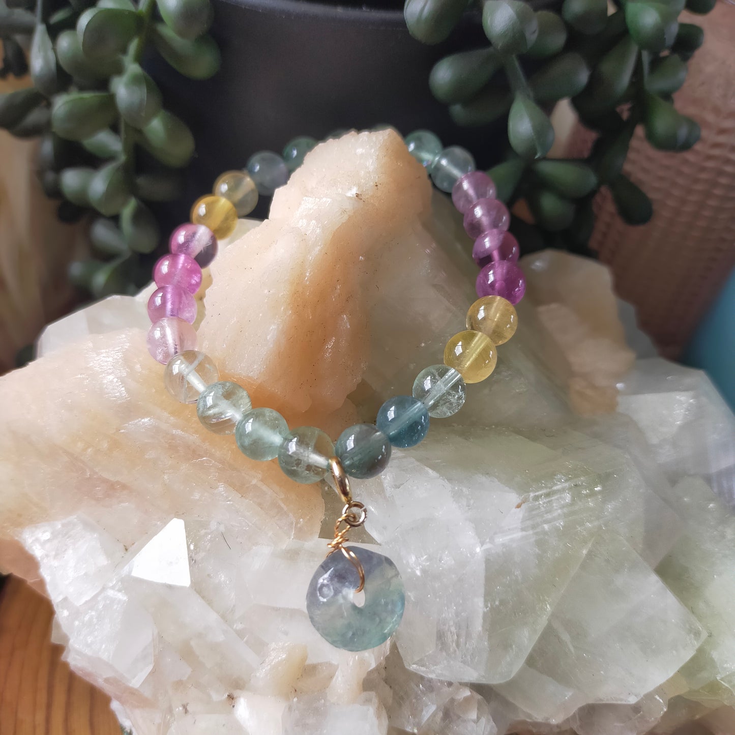 Fluorite Bracelet with Charm