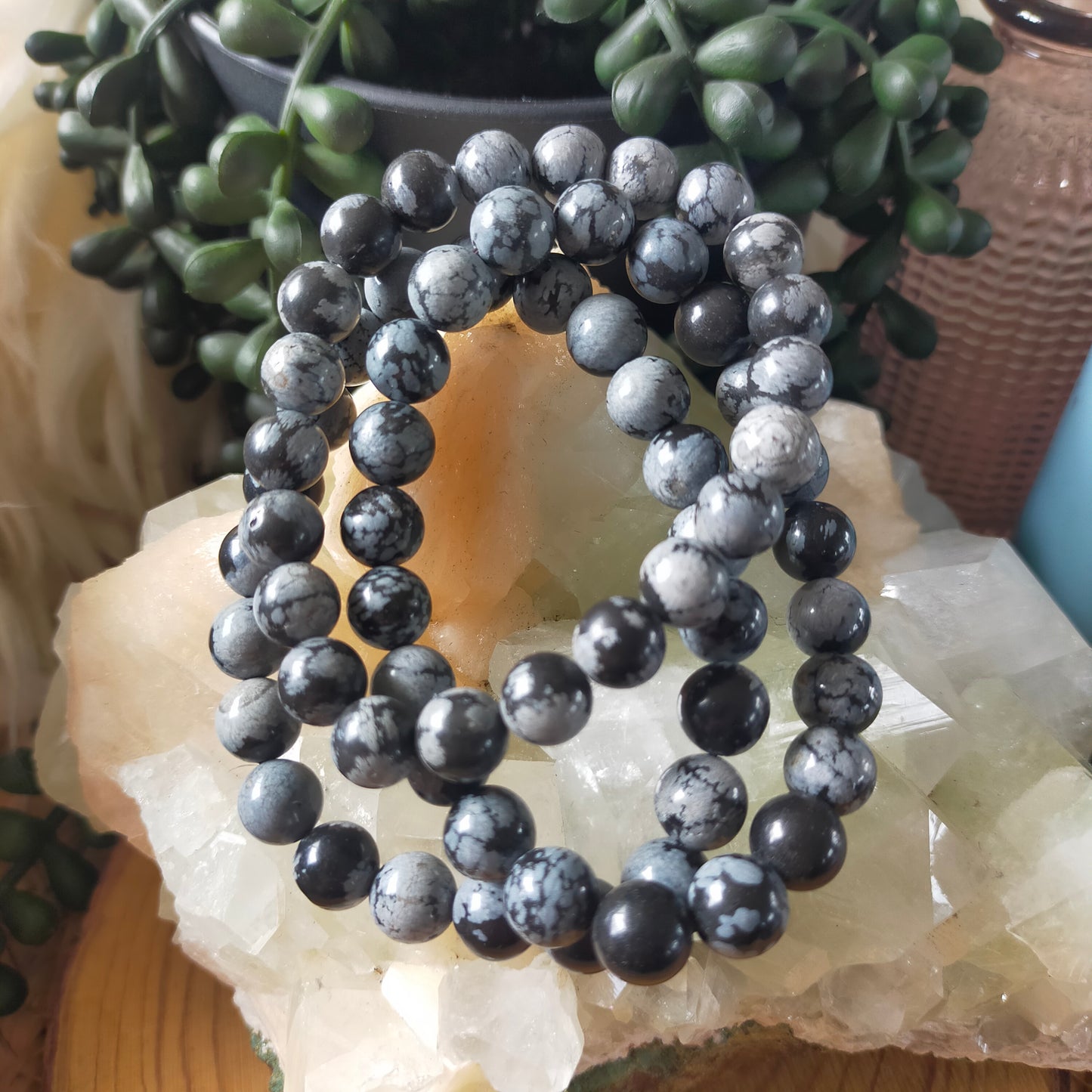 Snowflake Obsidian Bracelet