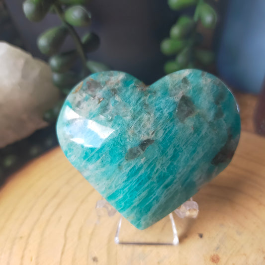 Amazonite with Smokey Quartz Heart