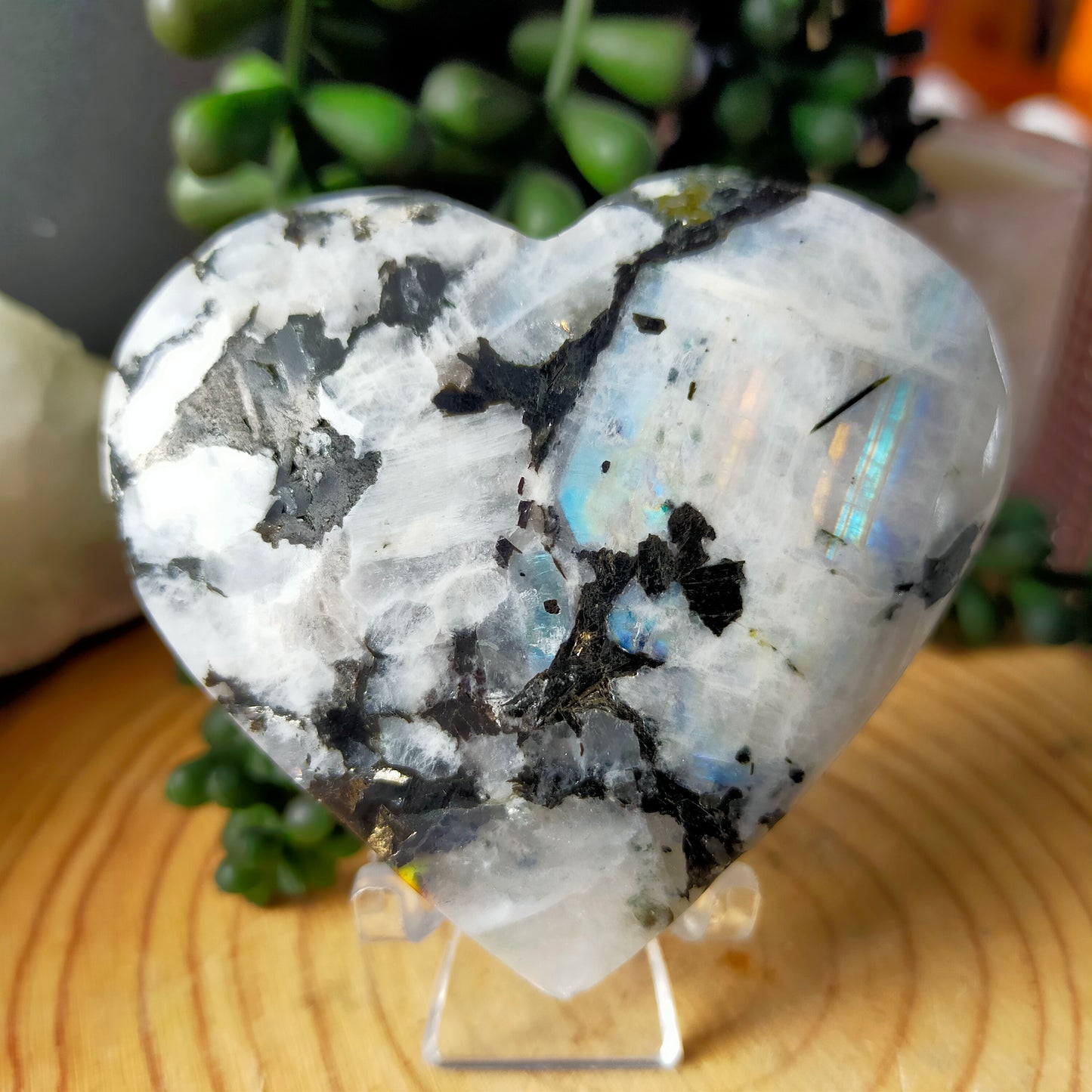 Rainbow Moonstone Heart