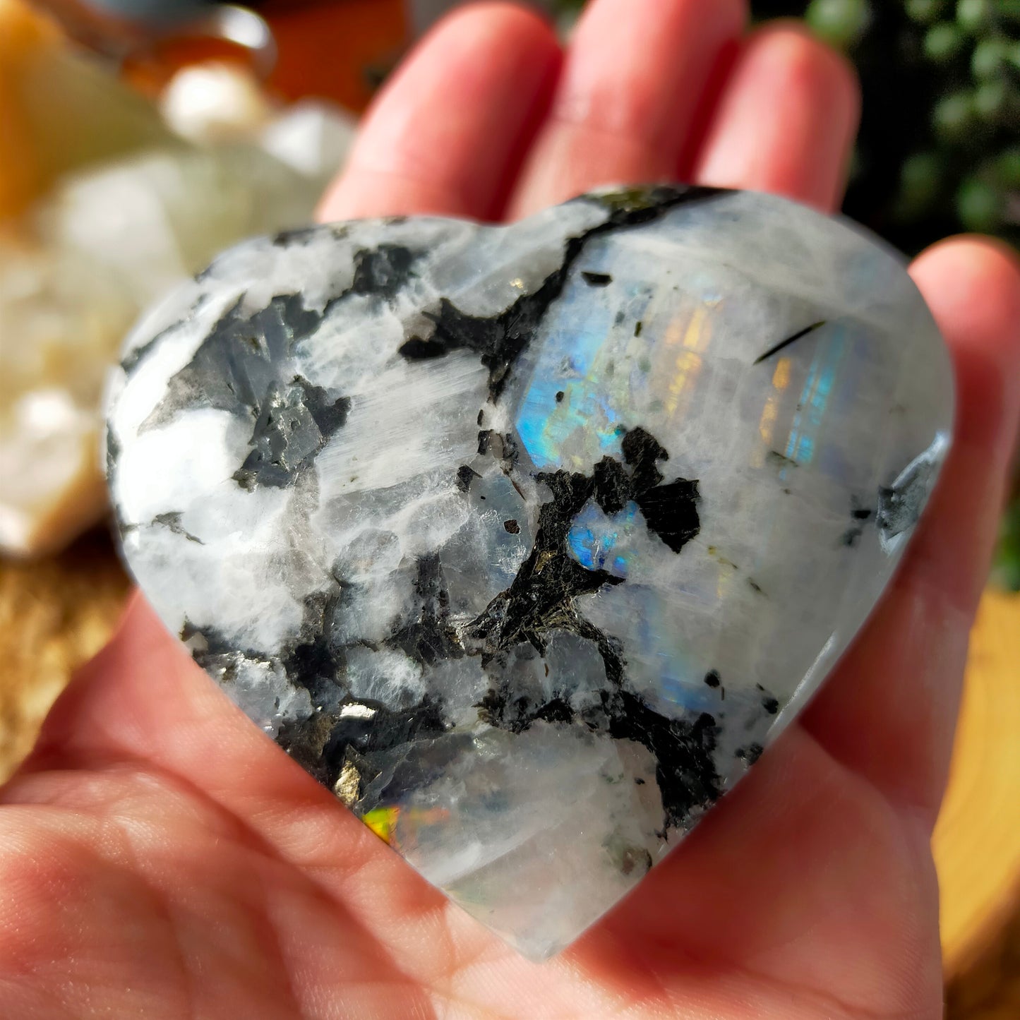 Rainbow Moonstone Heart