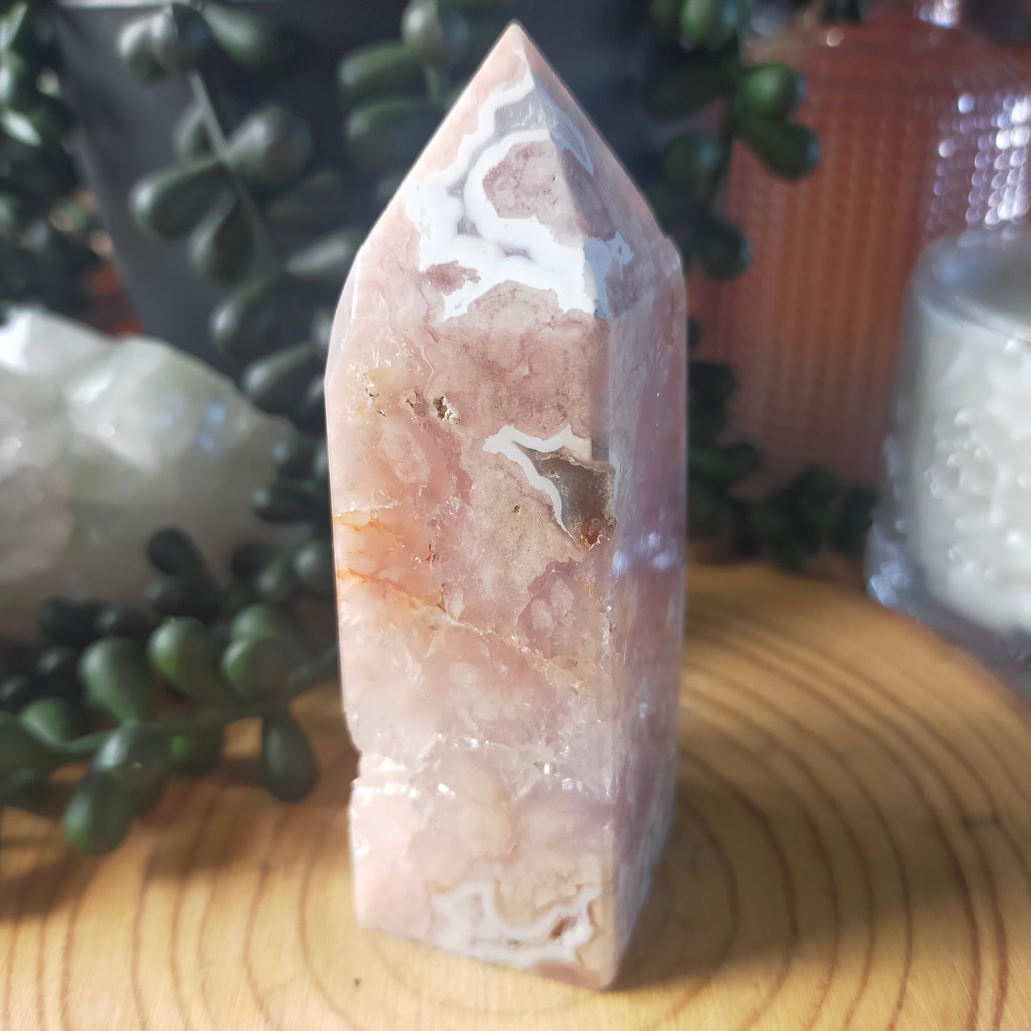 Pink Amethyst/Flower Agate Point