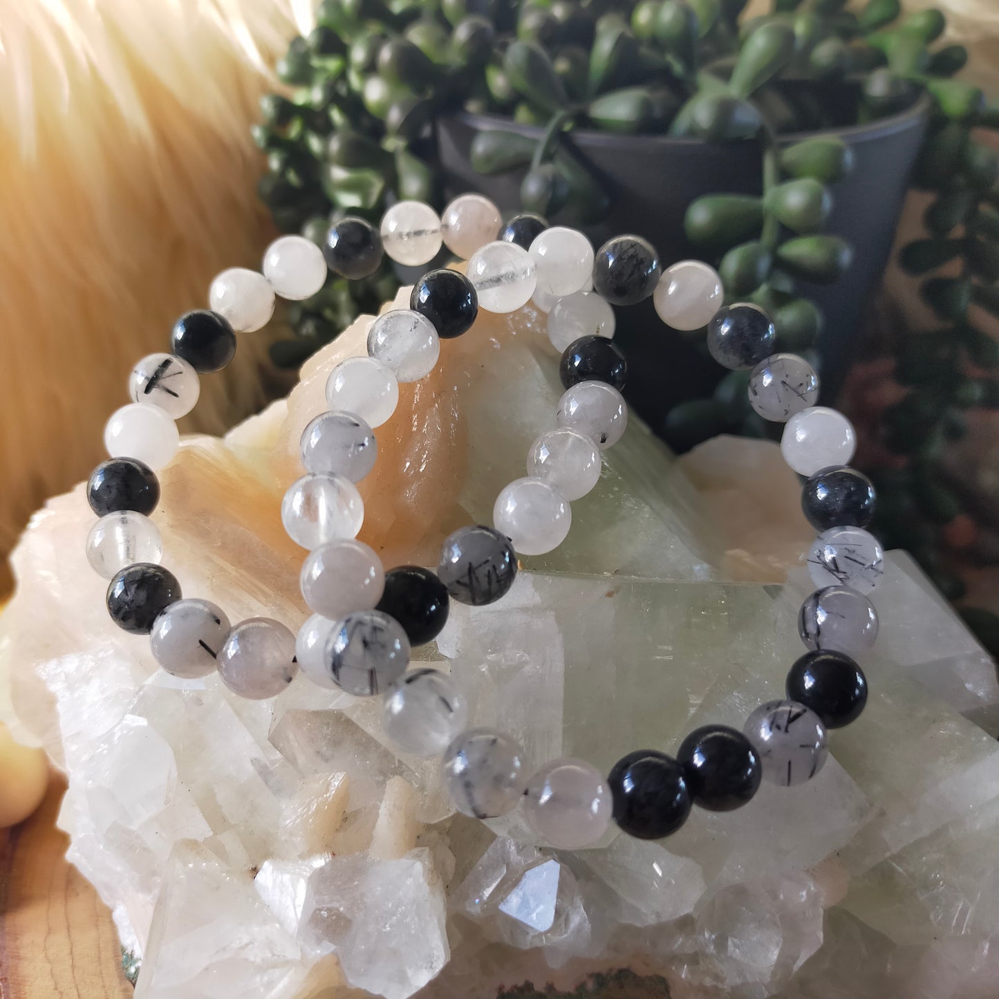 Black Tourmaline in Quartz Bracelet