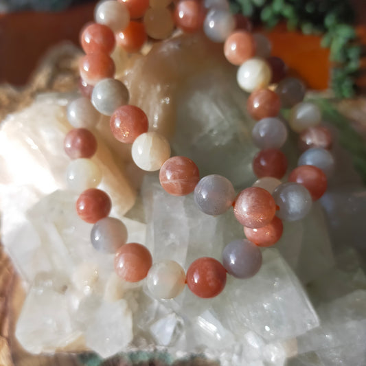 Peach/White Moonstone Bracelet