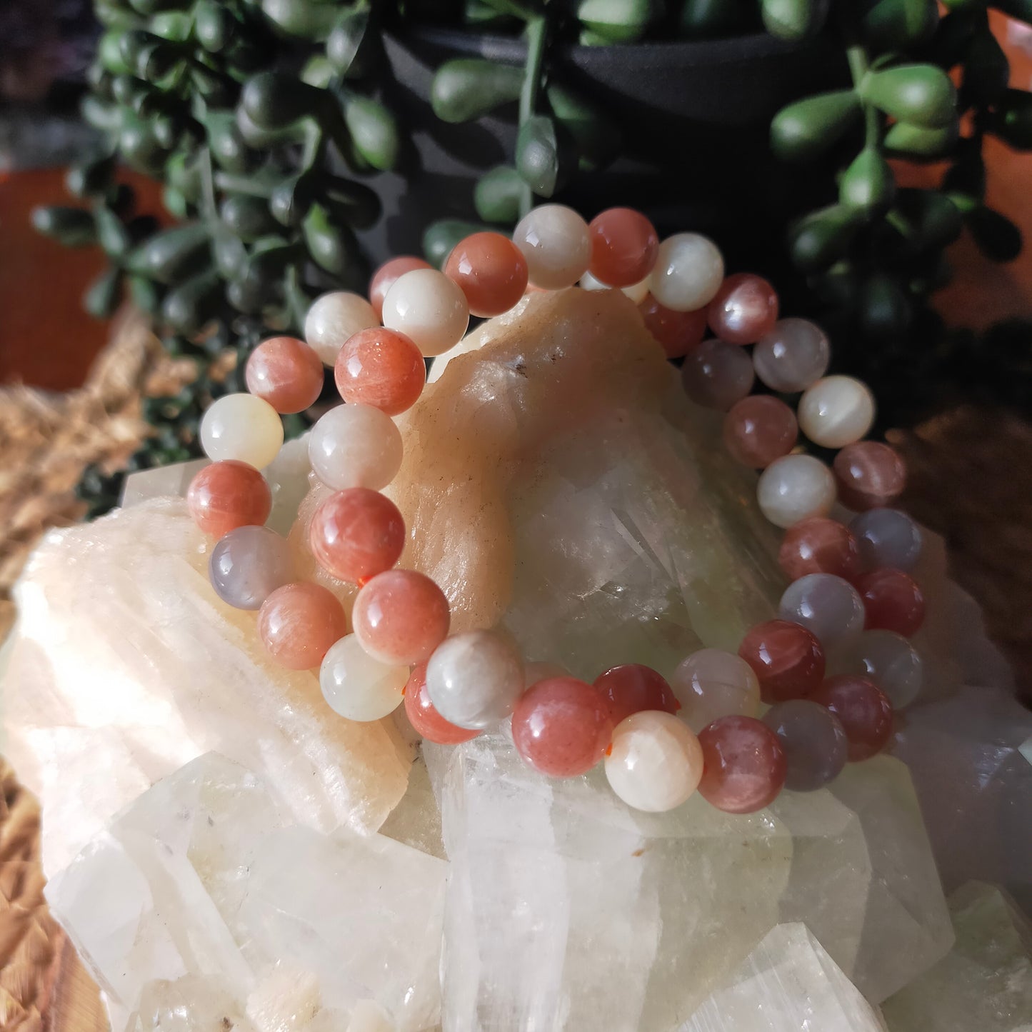 Peach/White Moonstone Bracelet