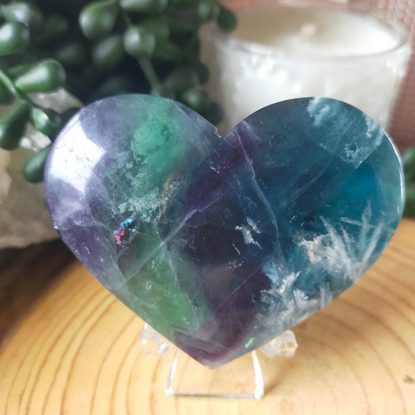 Feather Fluorite Heart