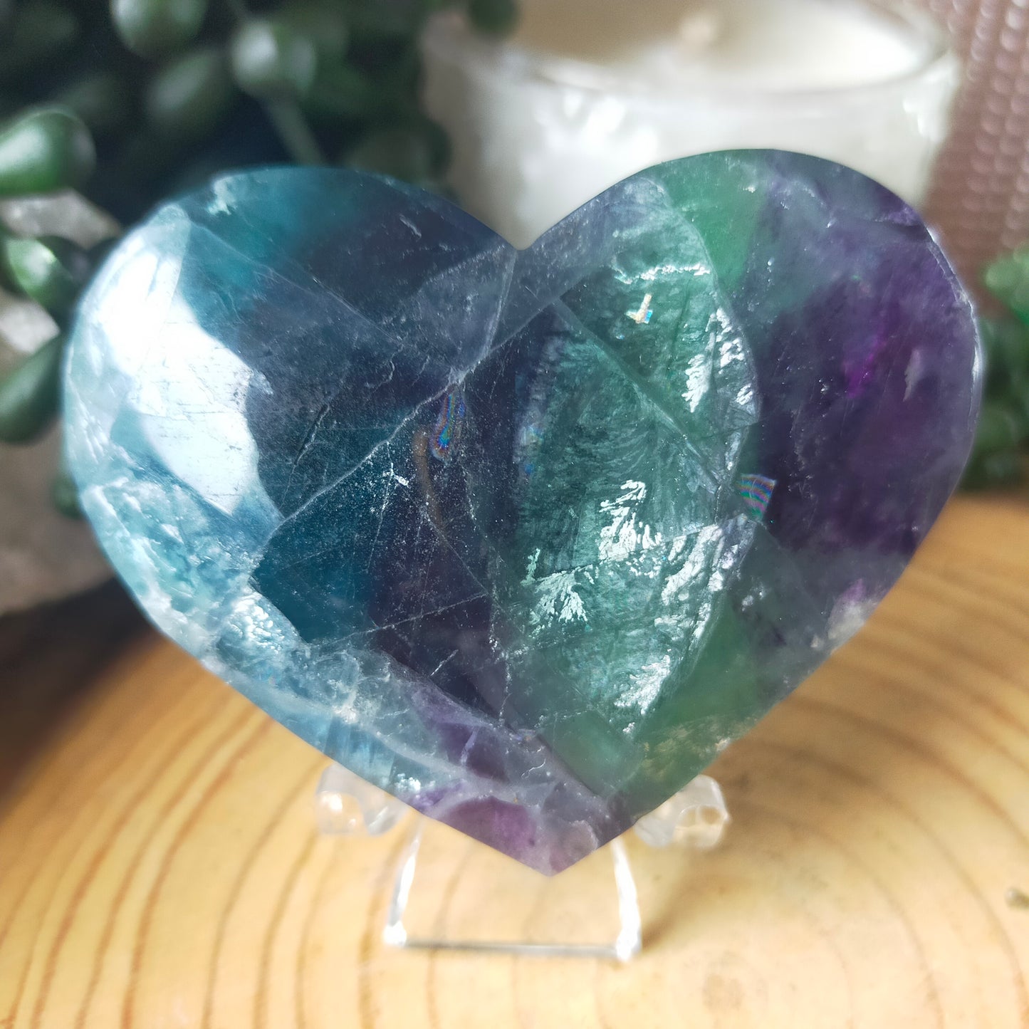 Feather Fluorite Heart