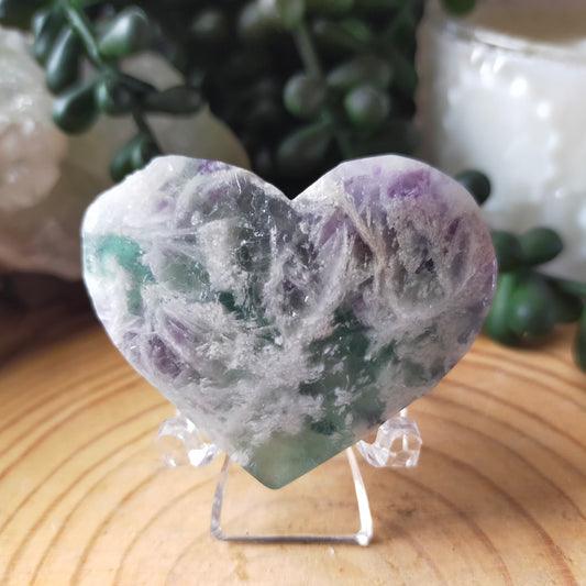 Feather Fluorite Heart