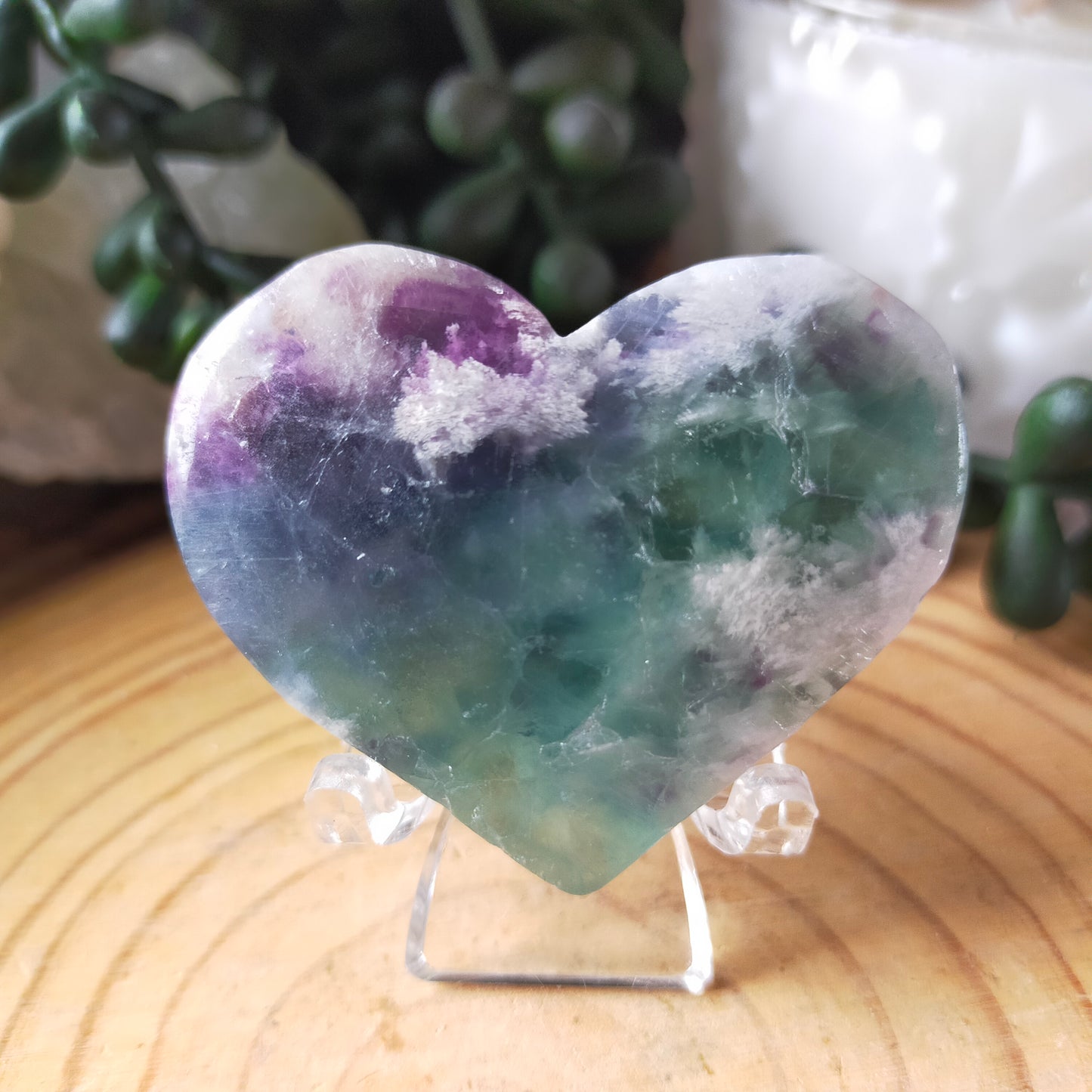 Feather Fluorite Heart