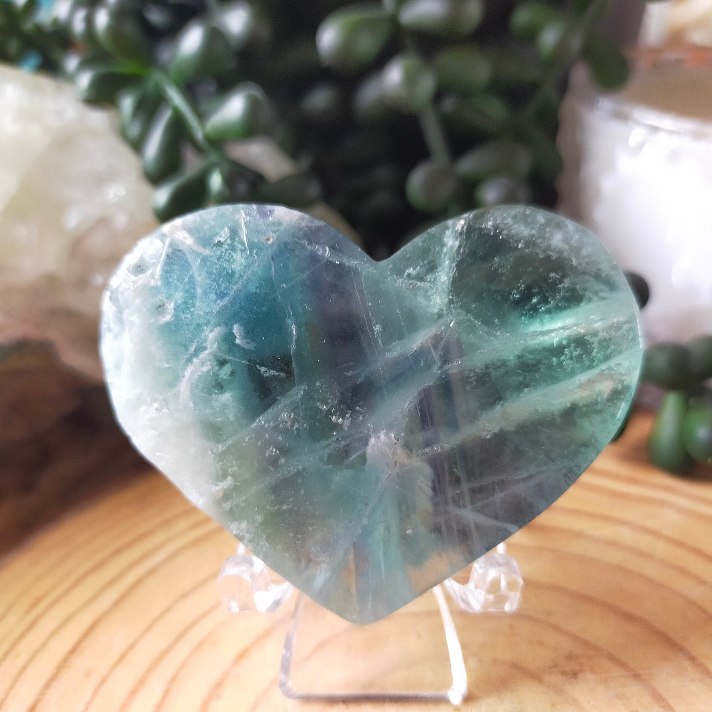 Feather Fluorite Heart