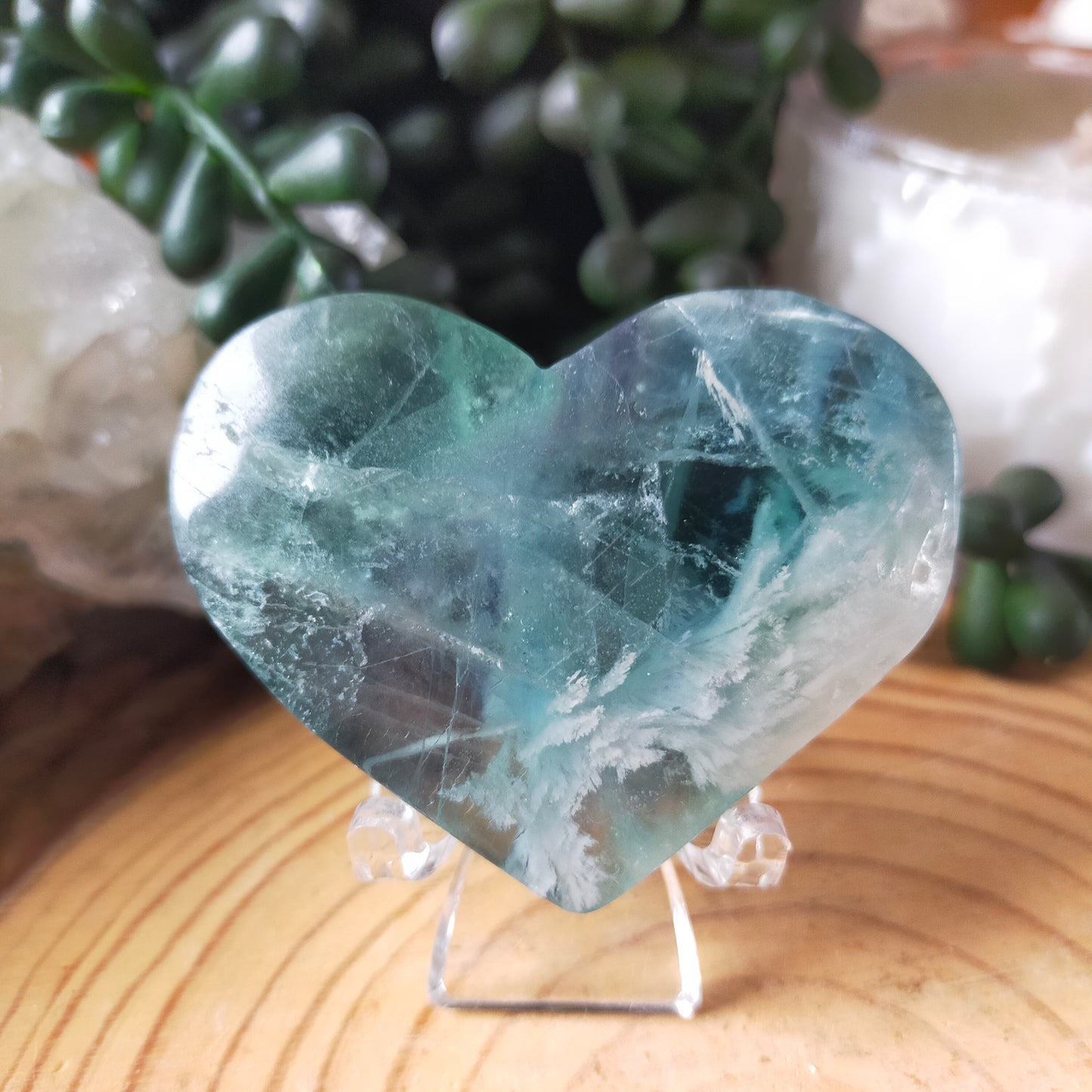 Feather Fluorite Heart