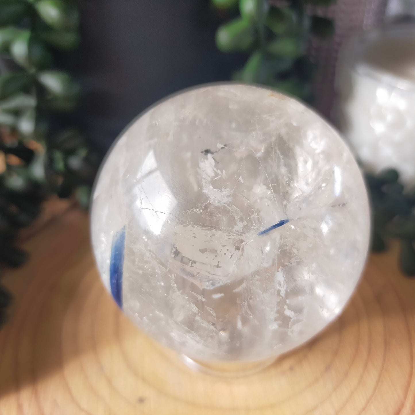 Clear Quartz Sphere with Blue Kyanite