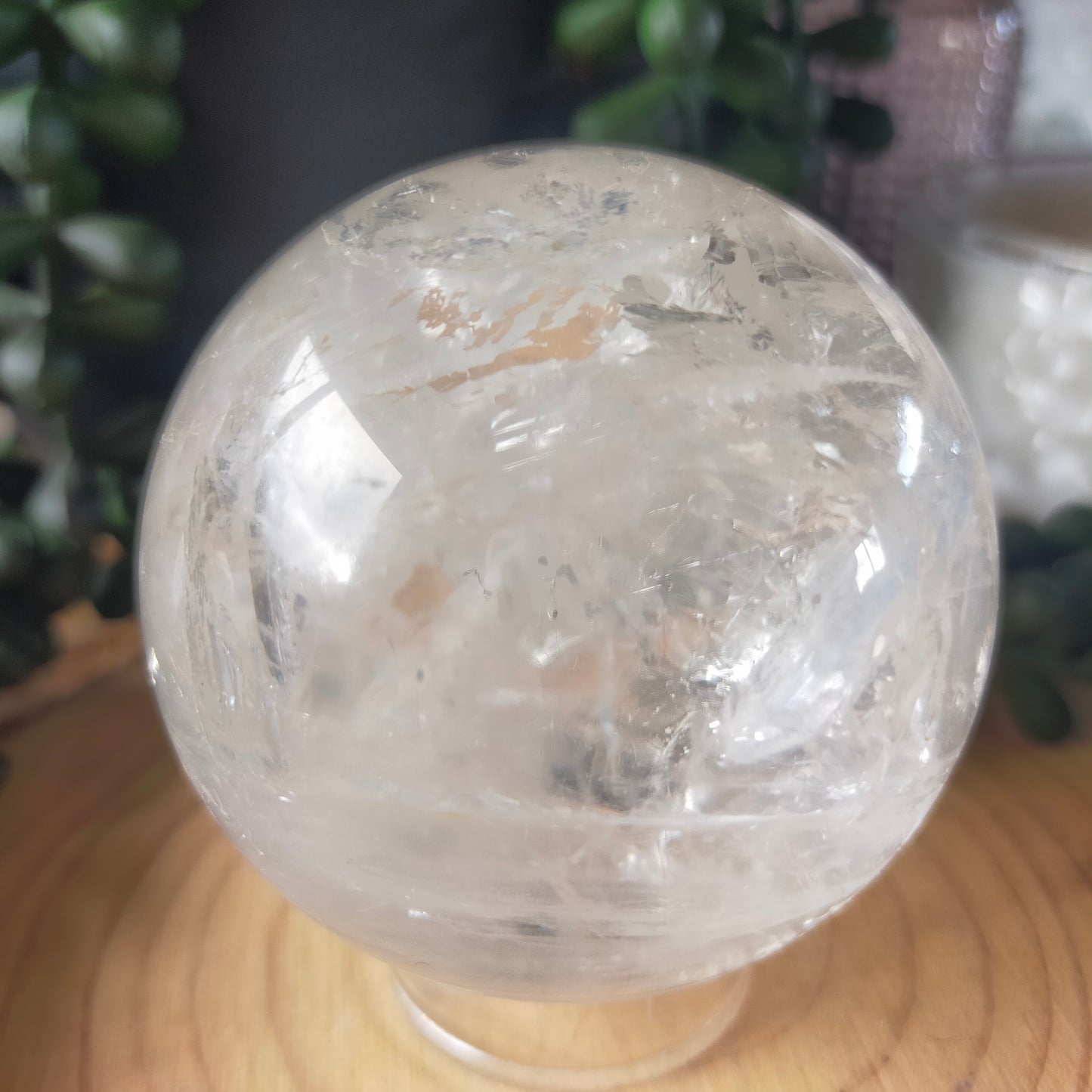 Clear Quartz Sphere with Blue Kyanite