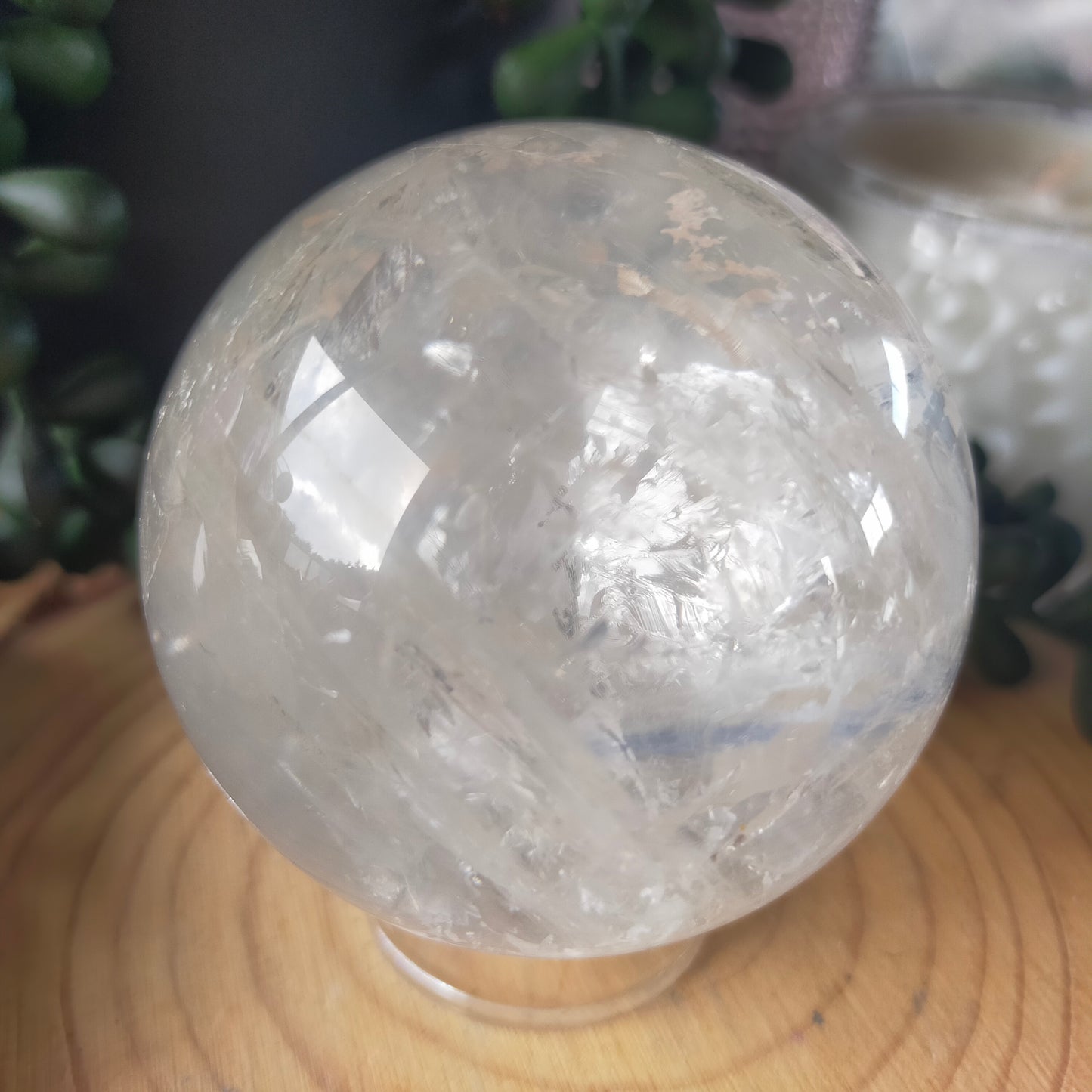 Clear Quartz Sphere with Blue Kyanite