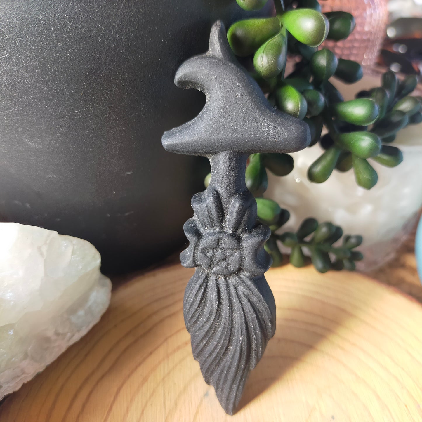 Black Obsidian Witches Broomstick