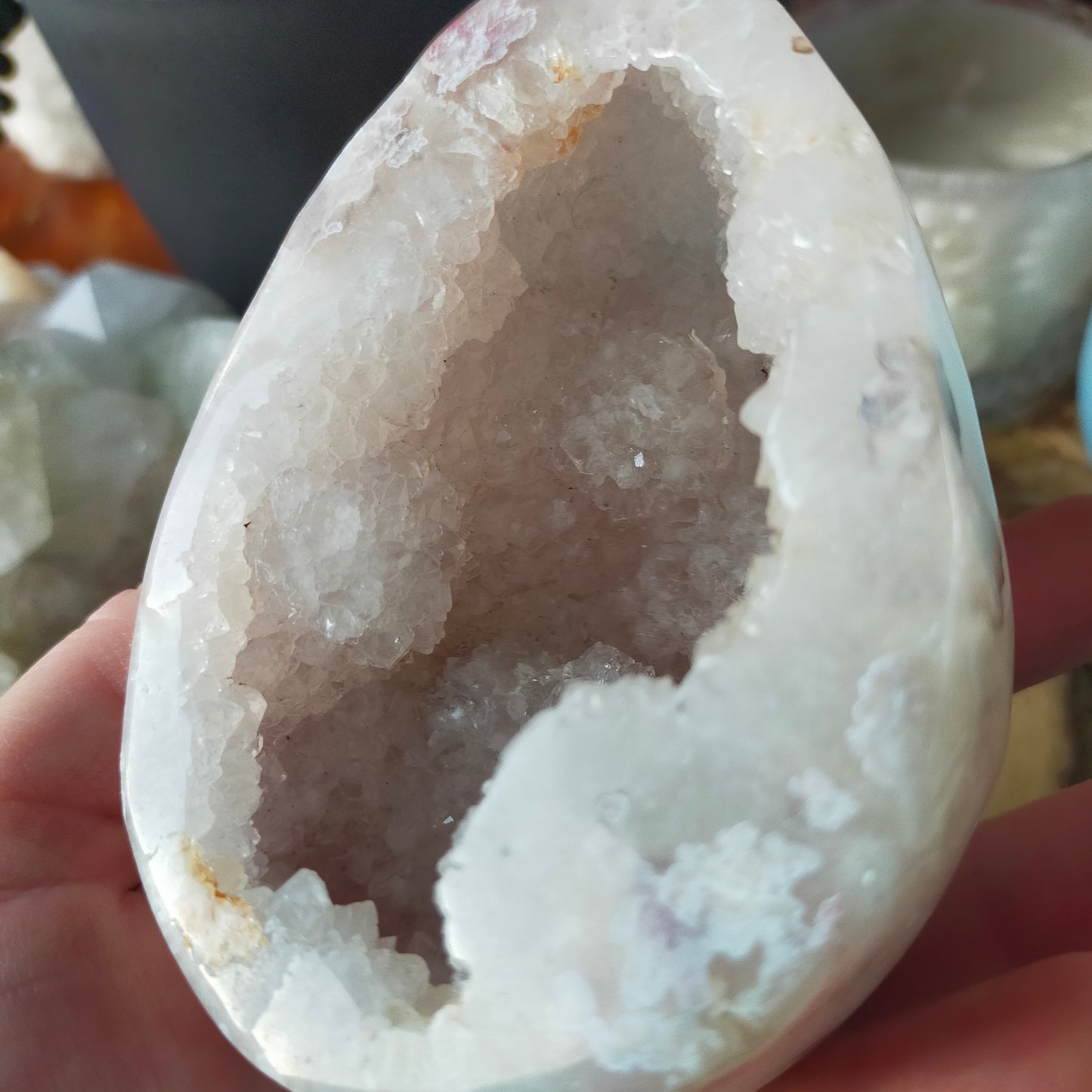 Flower Agate Geode Egg