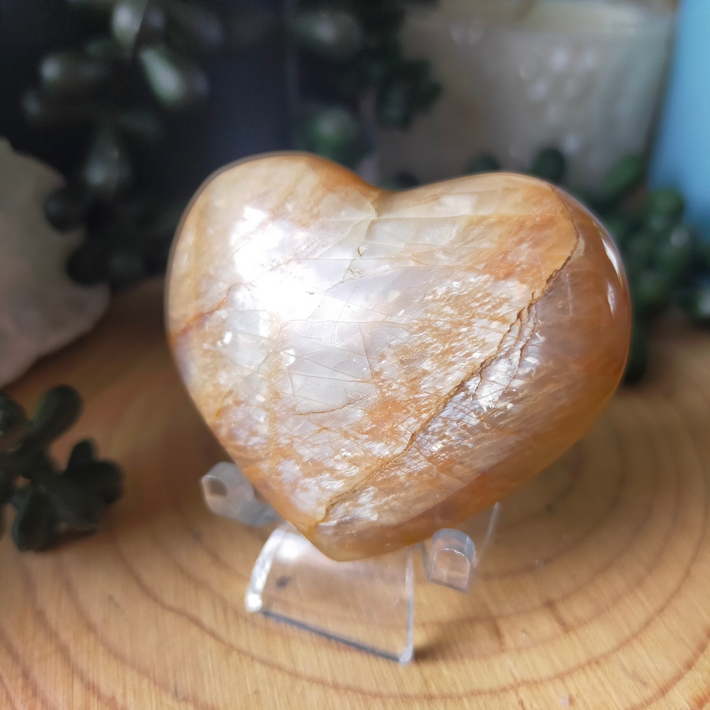 Peach Moonstone Heart