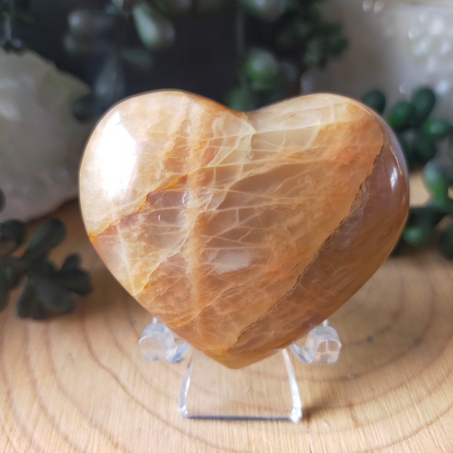 Peach Moonstone Heart