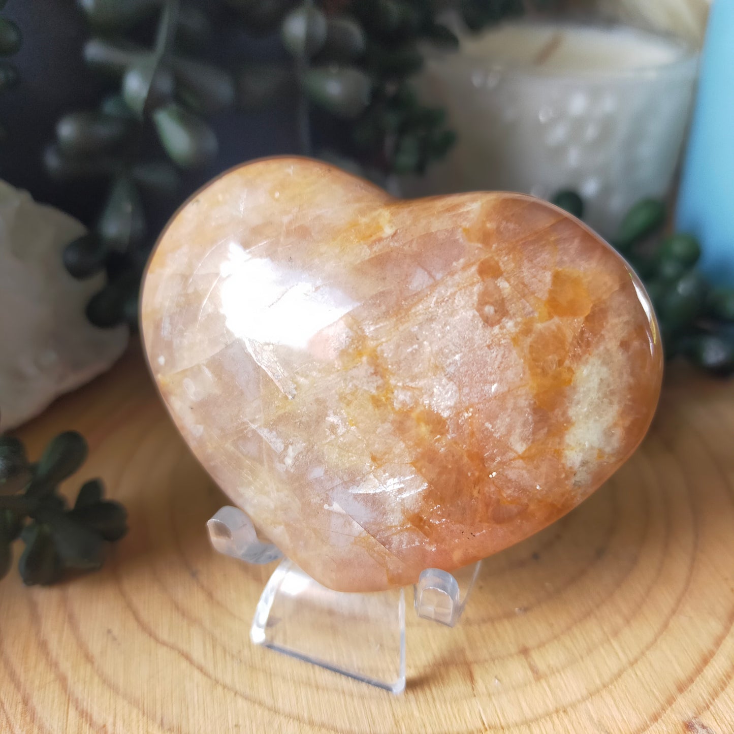 Peach Moonstone Heart