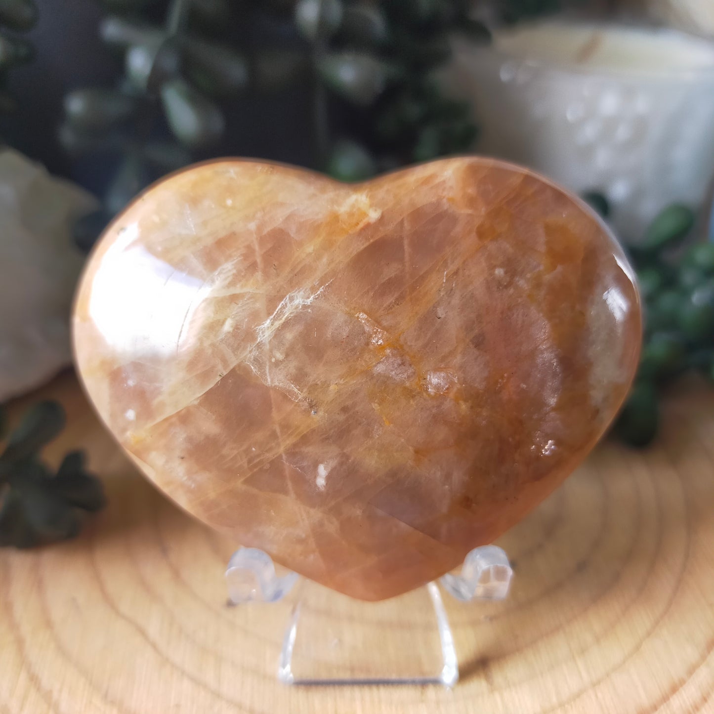 Peach Moonstone Heart