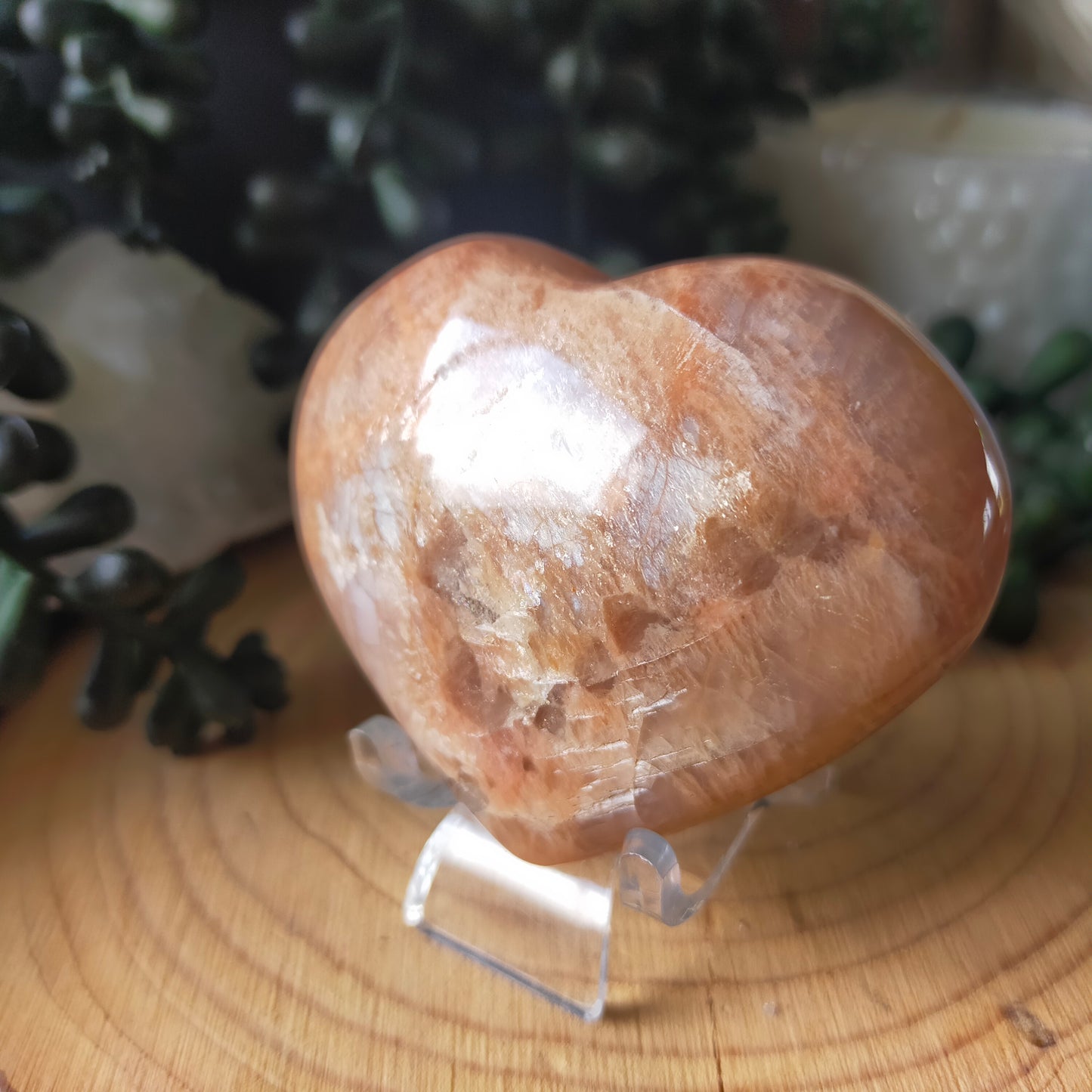 Peach Moonstone Heart