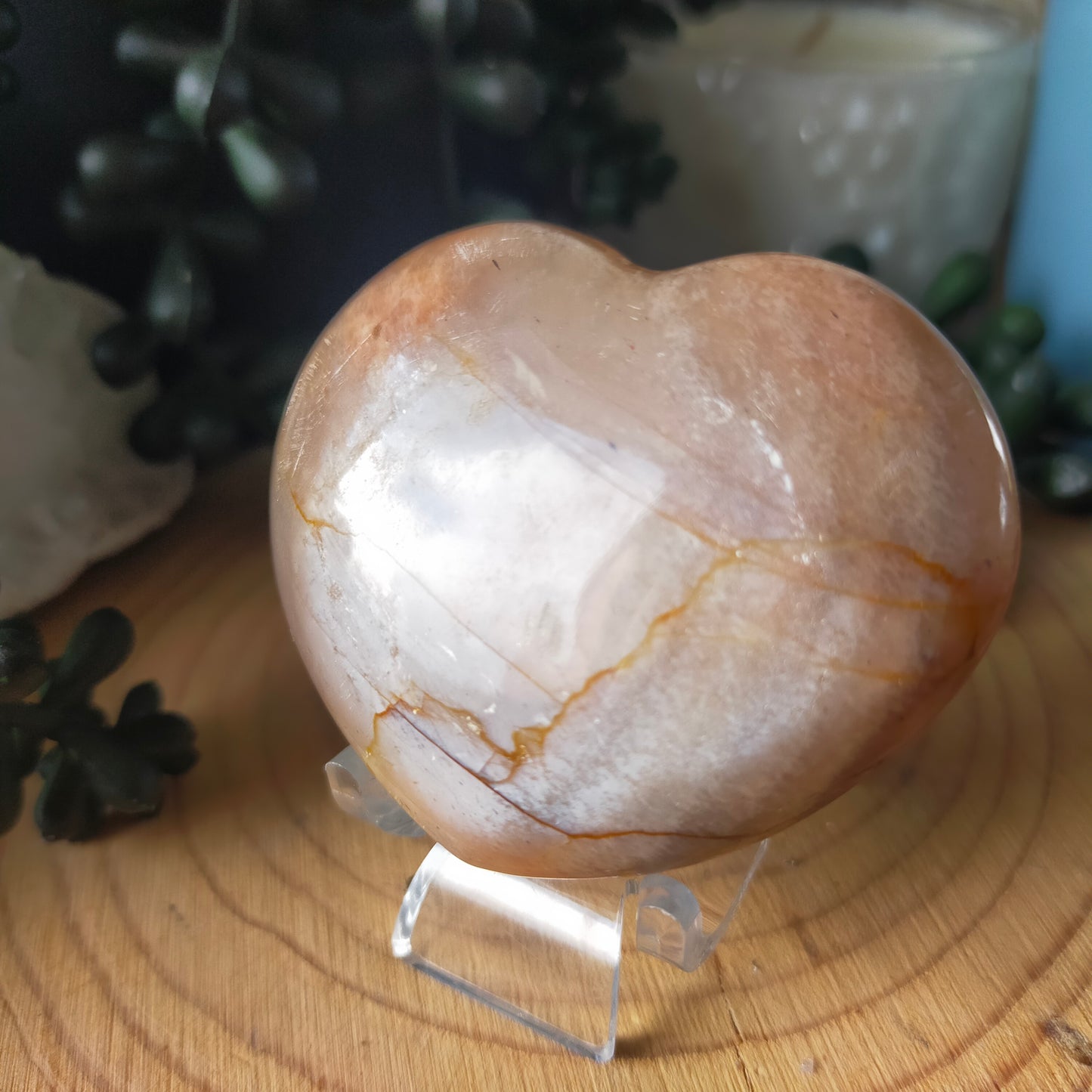 Peach Moonstone Heart