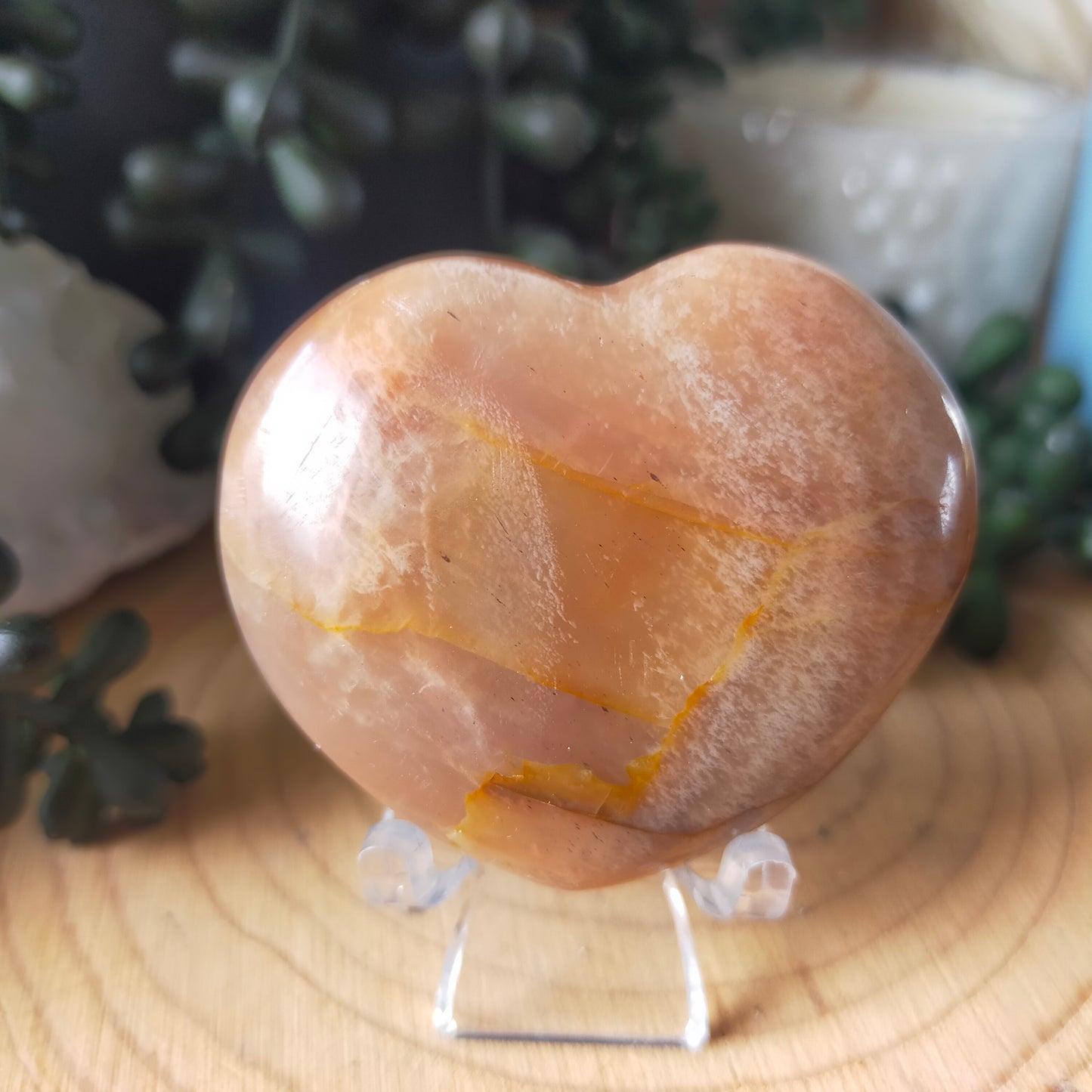 Peach Moonstone Heart