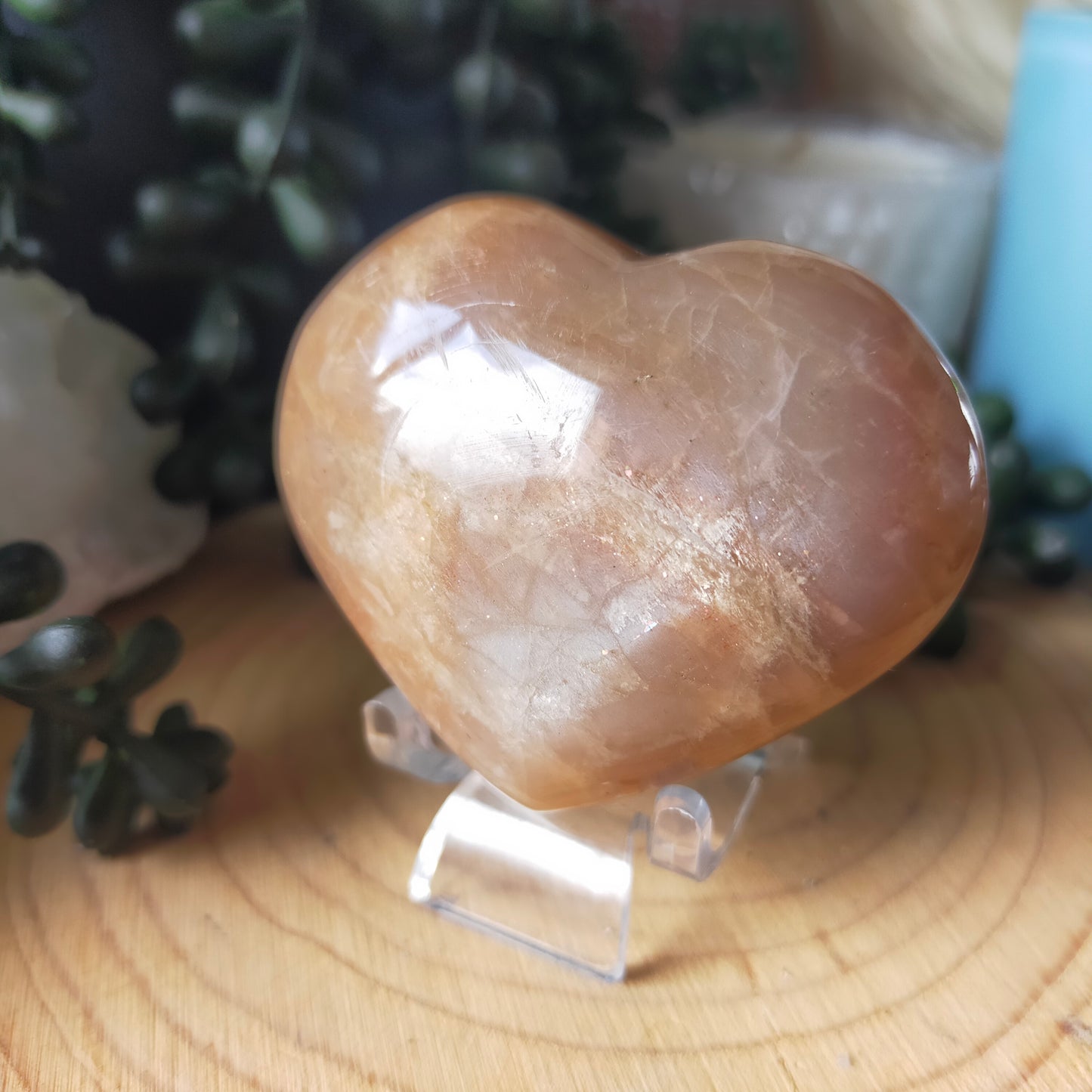 Peach Moonstone Heart