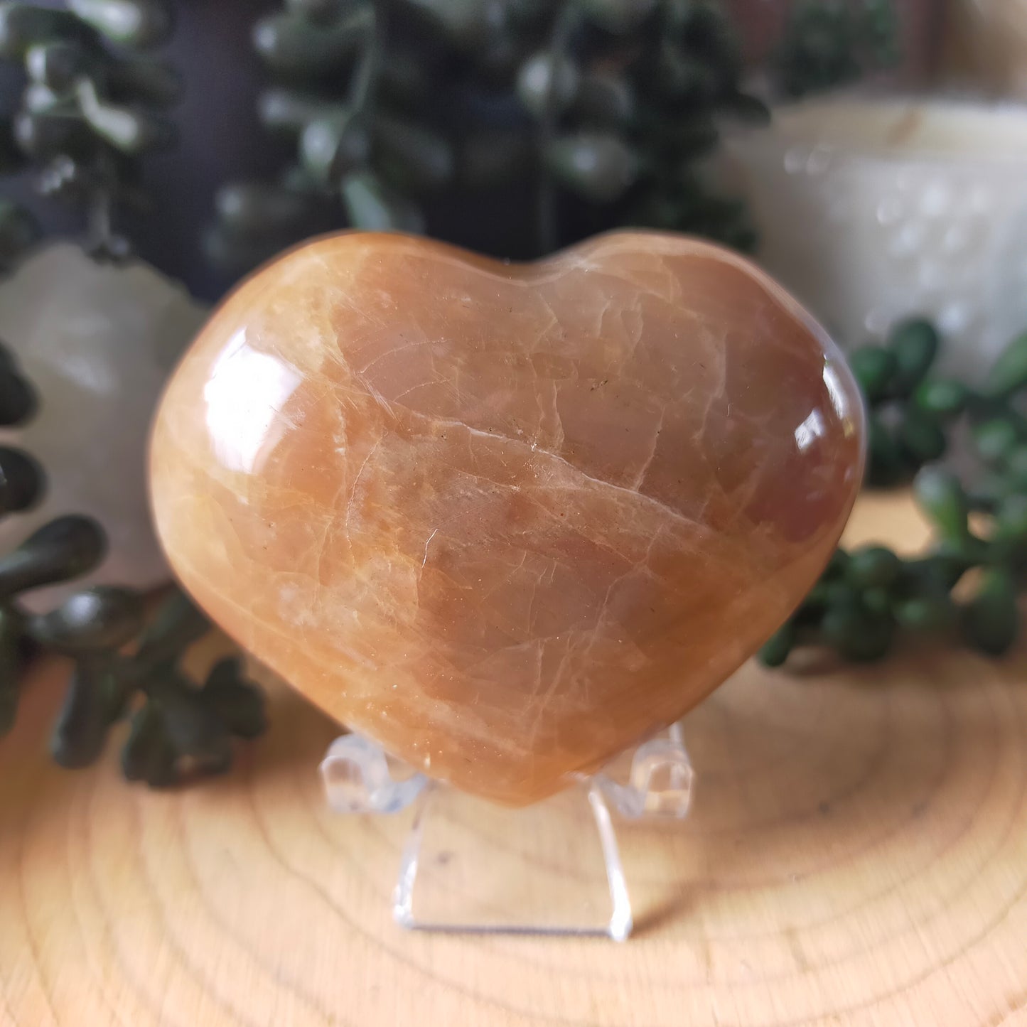 Peach Moonstone Heart