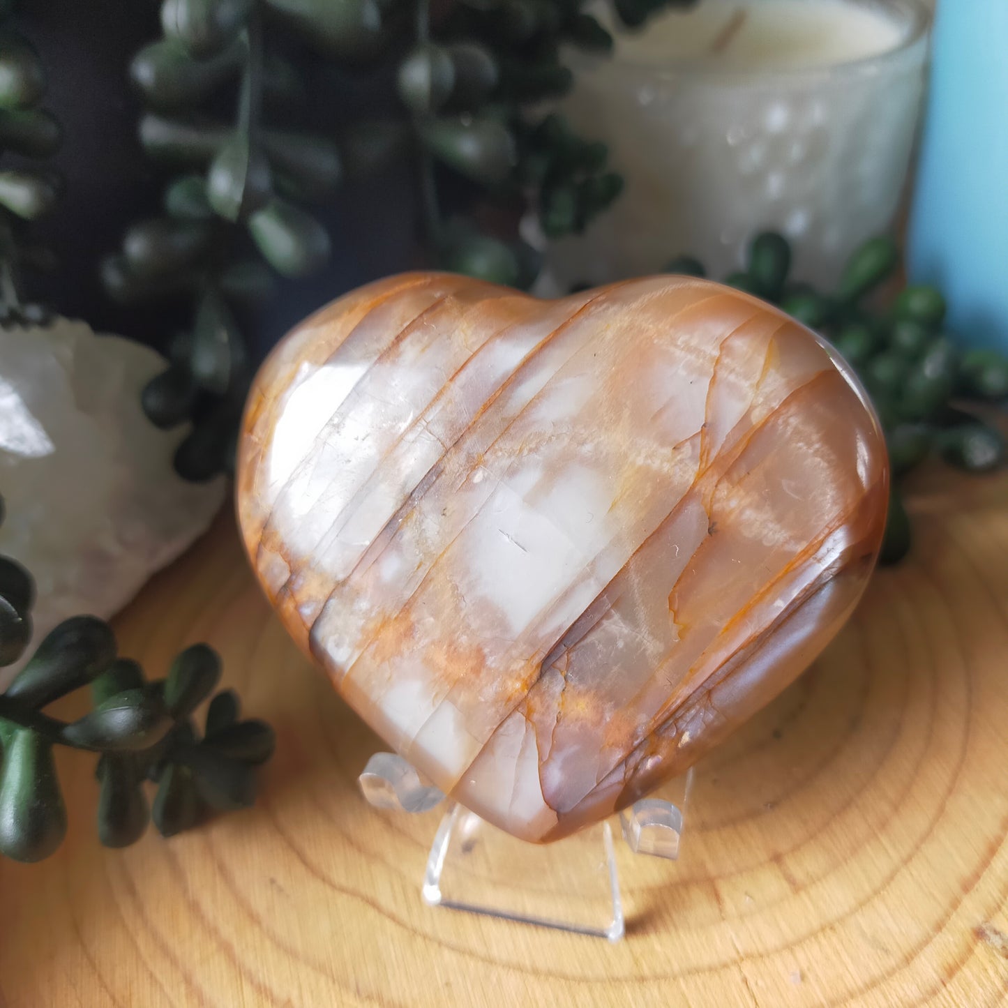 Peach Moonstone Heart