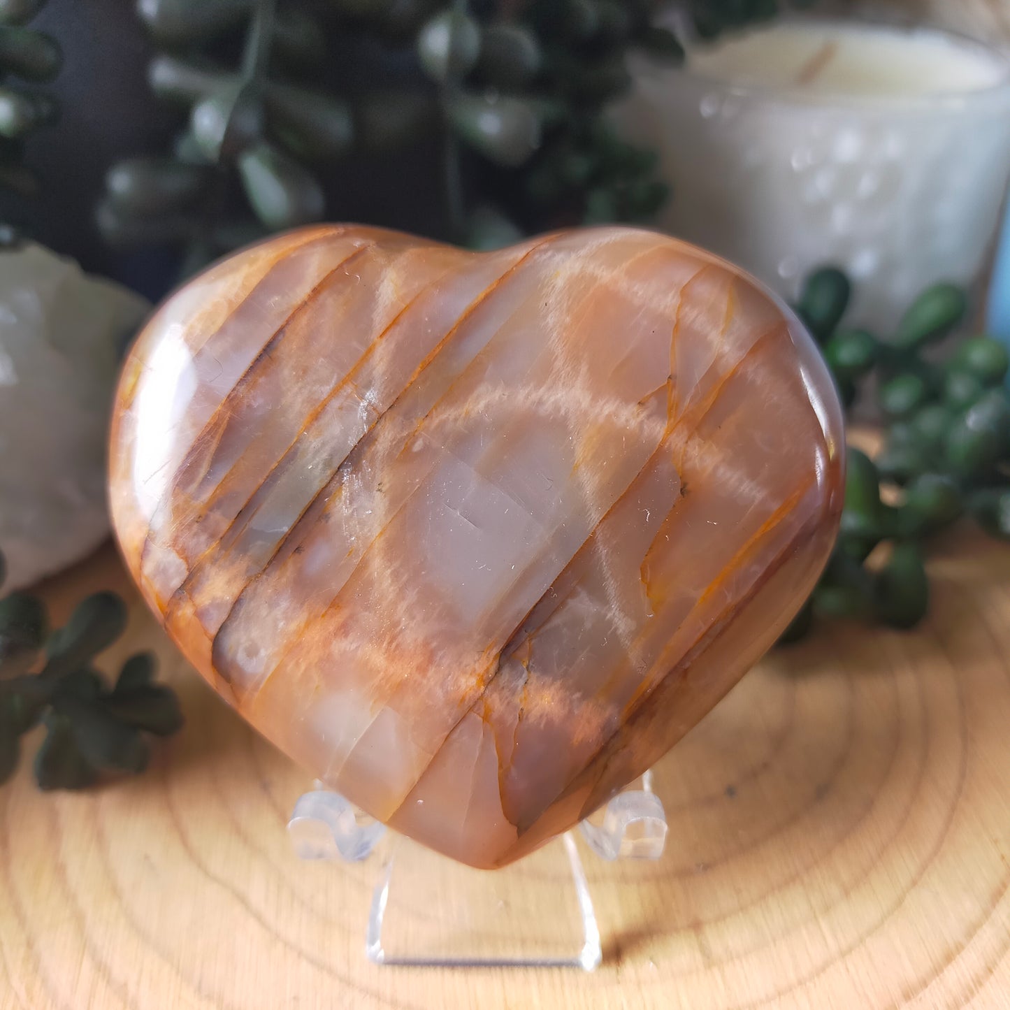 Peach Moonstone Heart