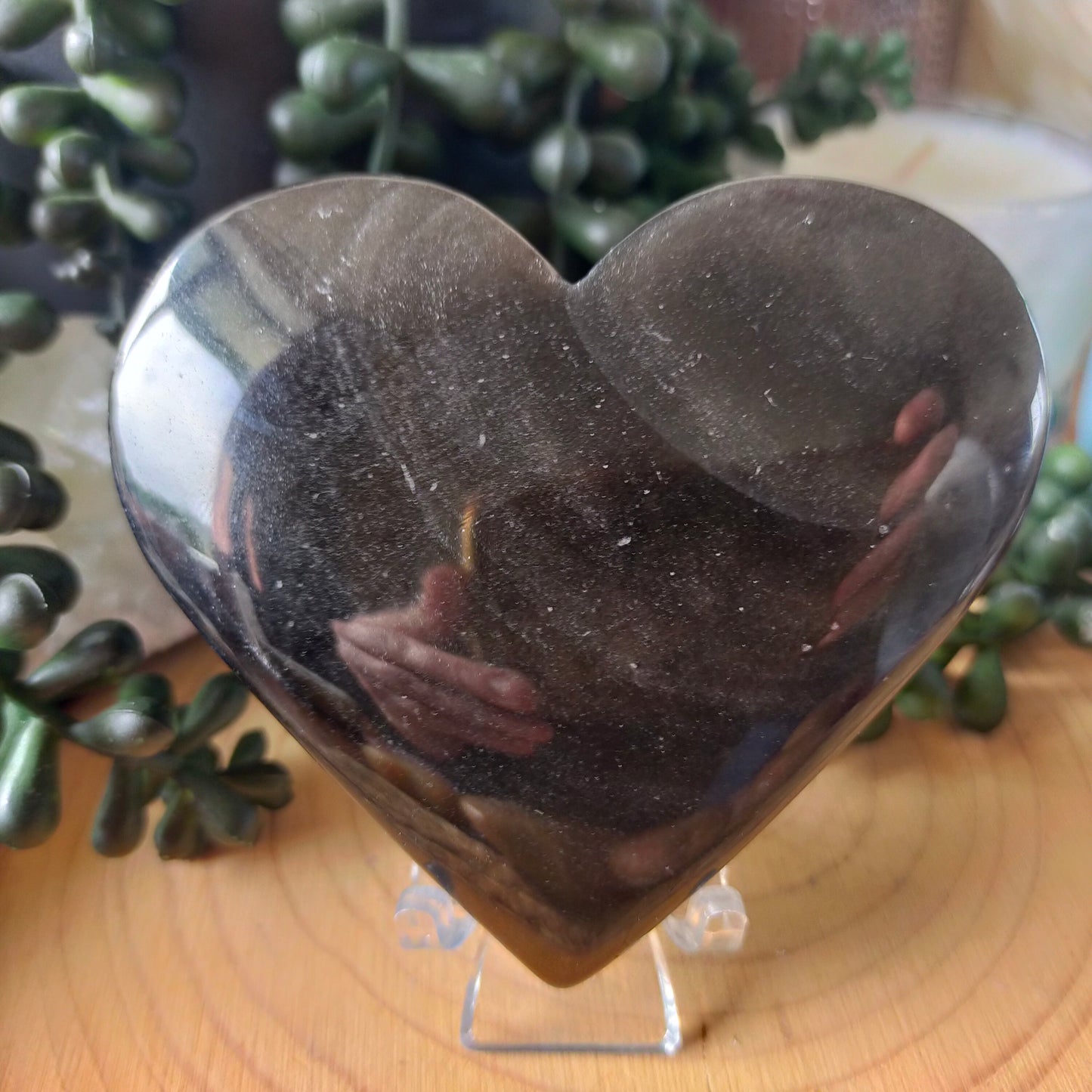 Silver Sheen Obsidian Heart