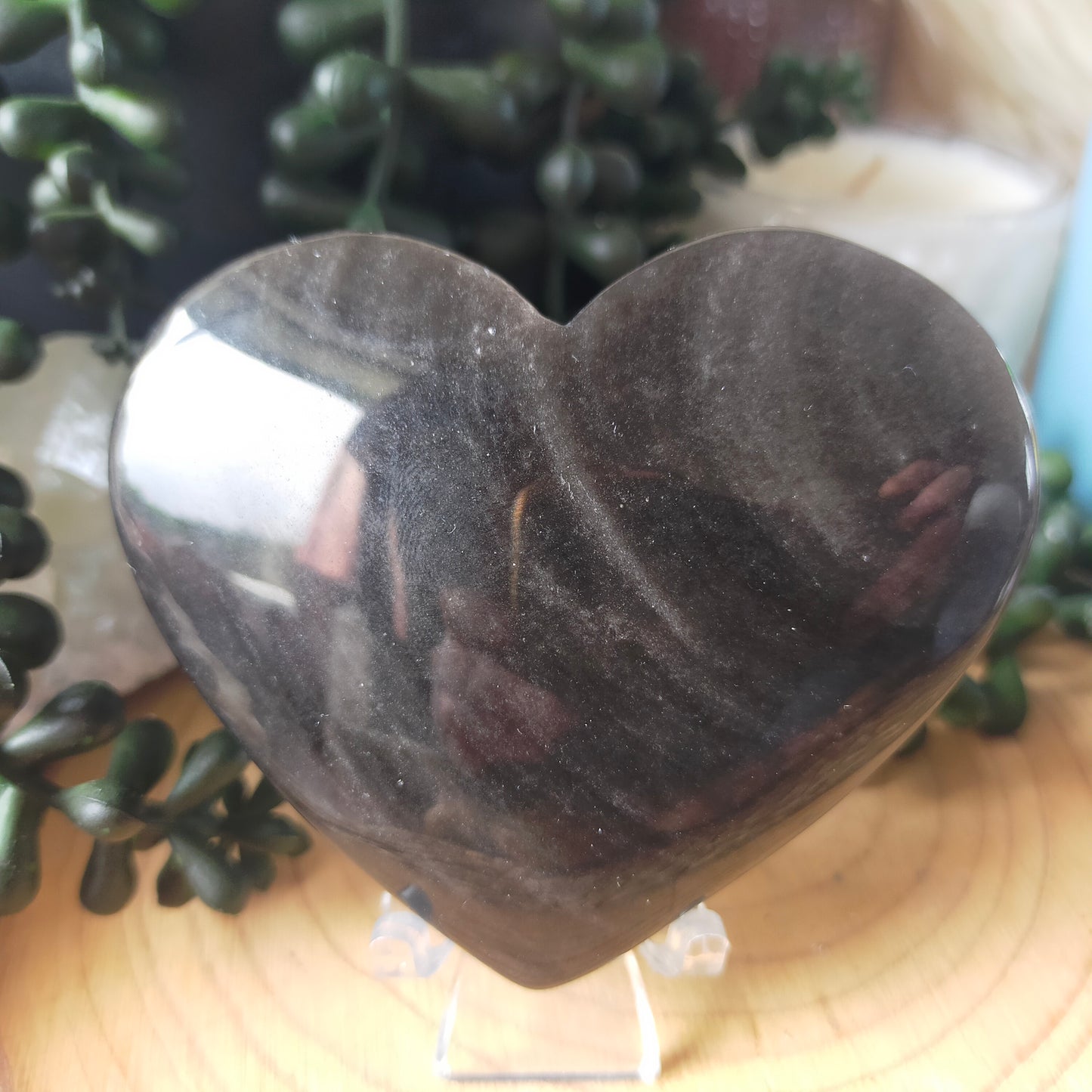 Silver Sheen Obsidian Heart