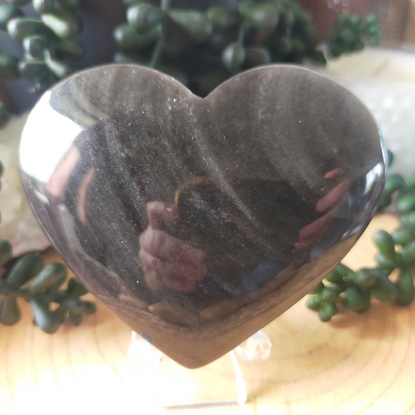 Silver Sheen Obsidian Heart